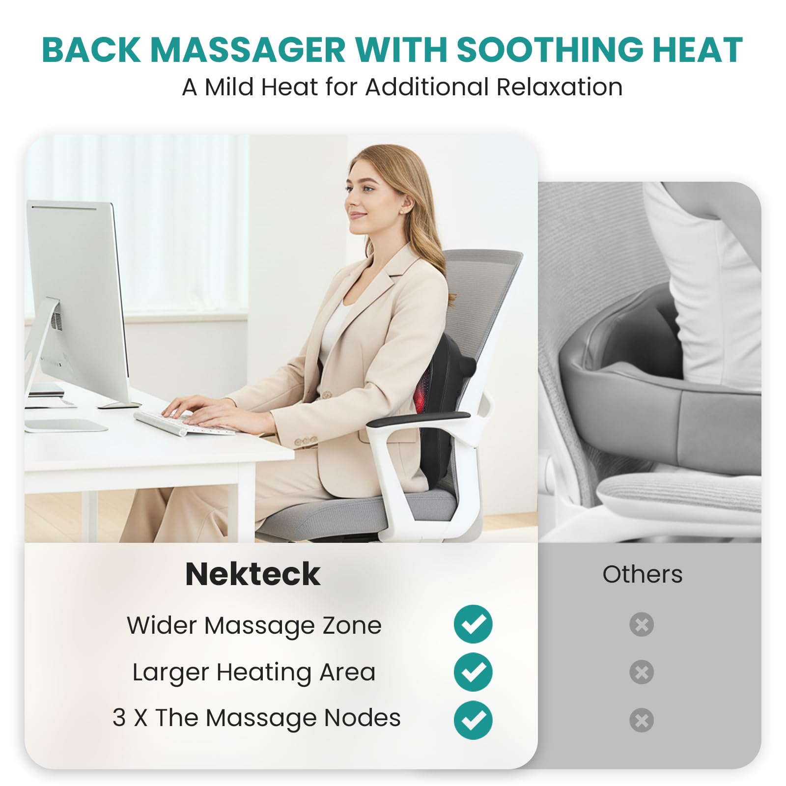 Nekteck Foot Massager with Heat – Shiatsu Kneading


