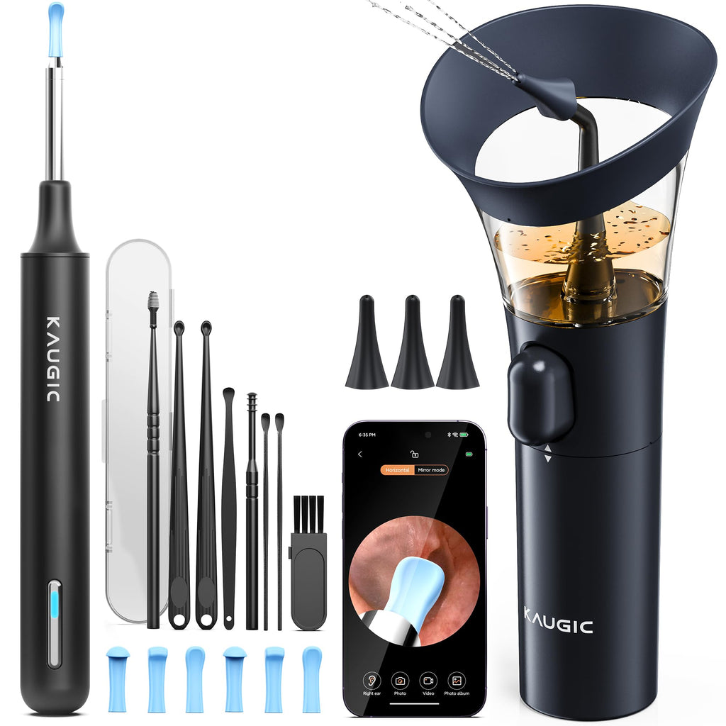 KAUGIC Ear Wax Removal Kit with Camera One-Hand Manual Ear Cleaner