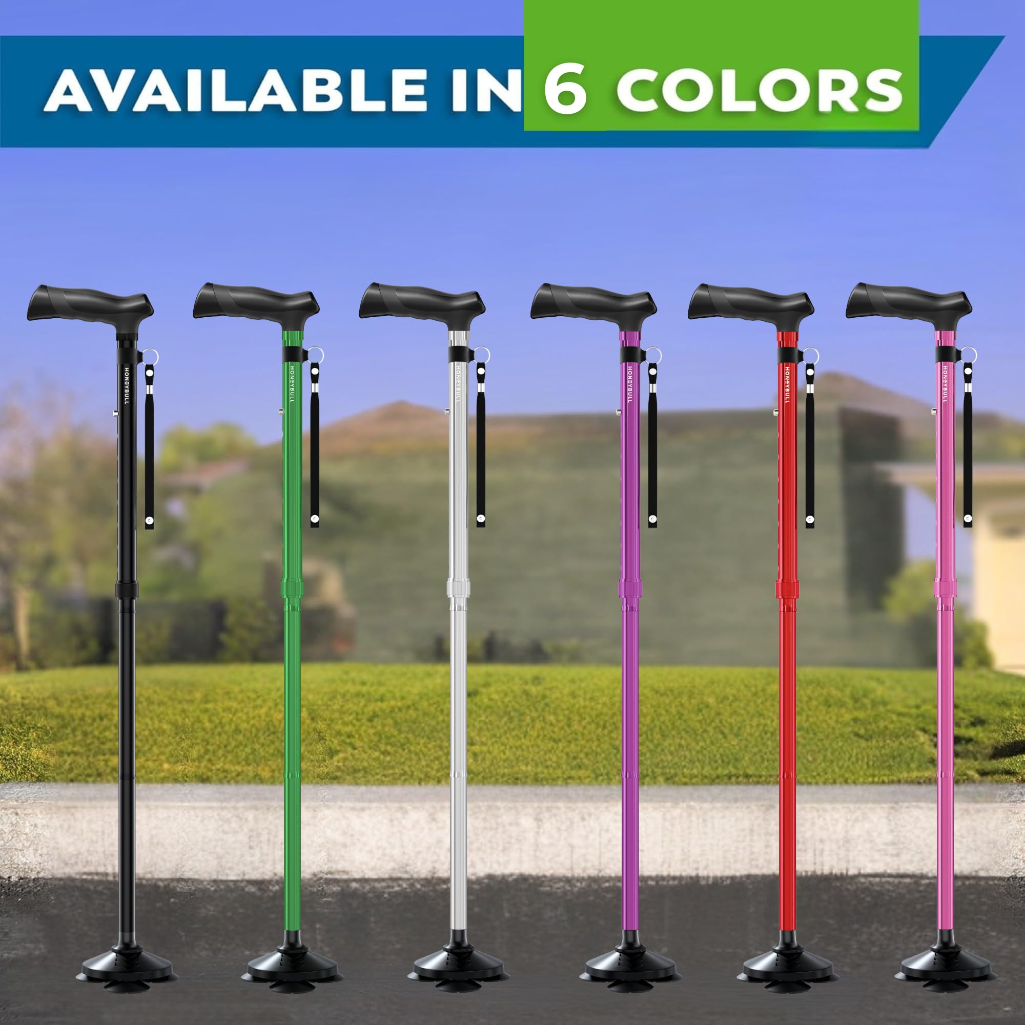 HONEYBULL Folding Walking Cane - Adjustable All Terrain

