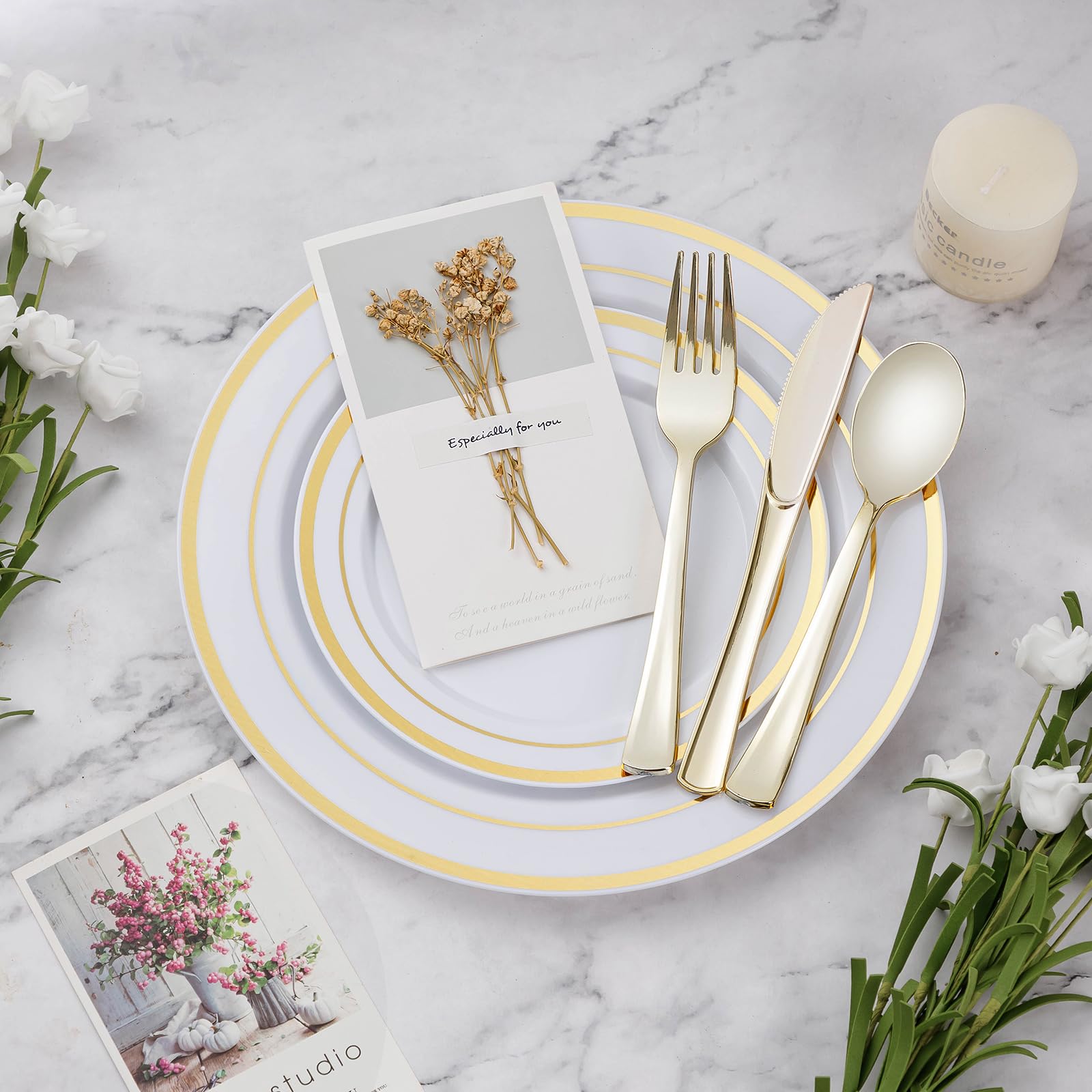 Disposable Dinnerware Set - BESTVIP Plates & Cutlery

