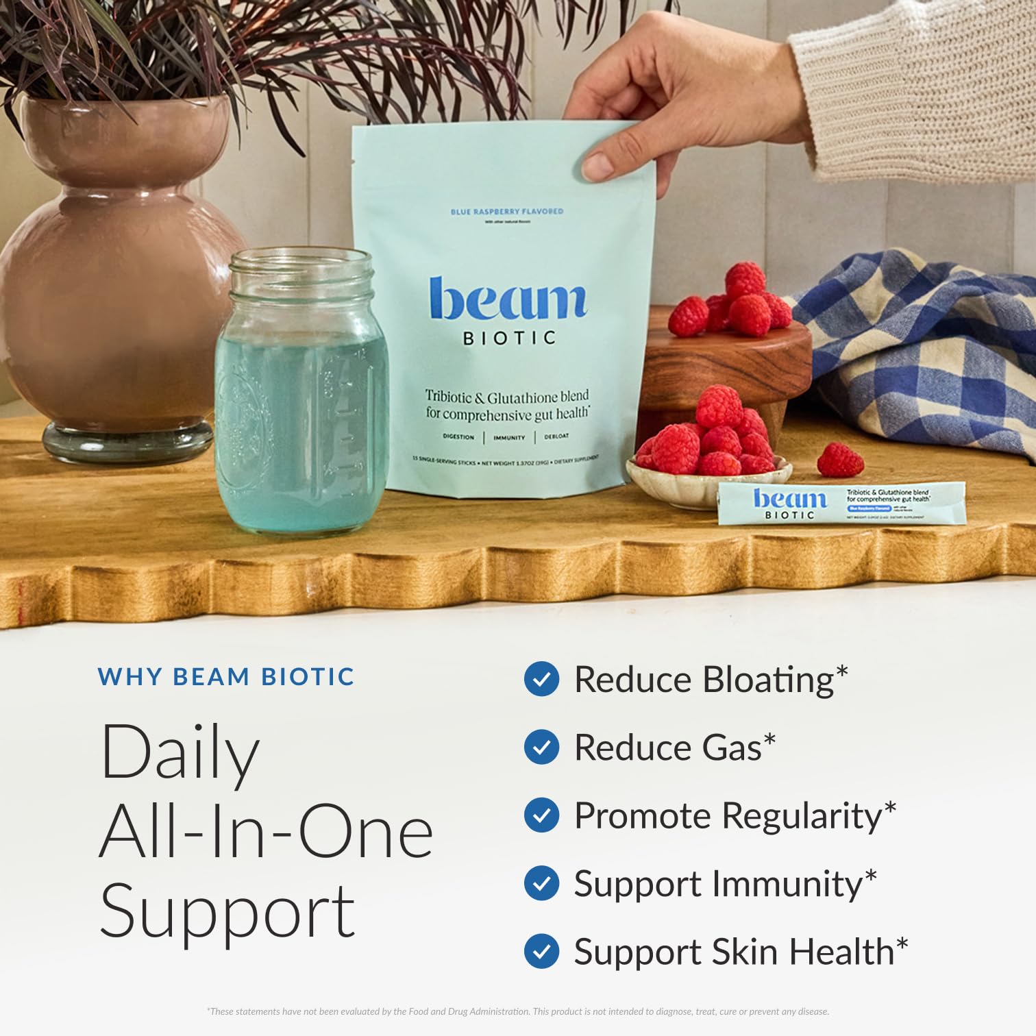 BEAM Biotic Probiotics – Gut Health Powder with Pre Pro Post

