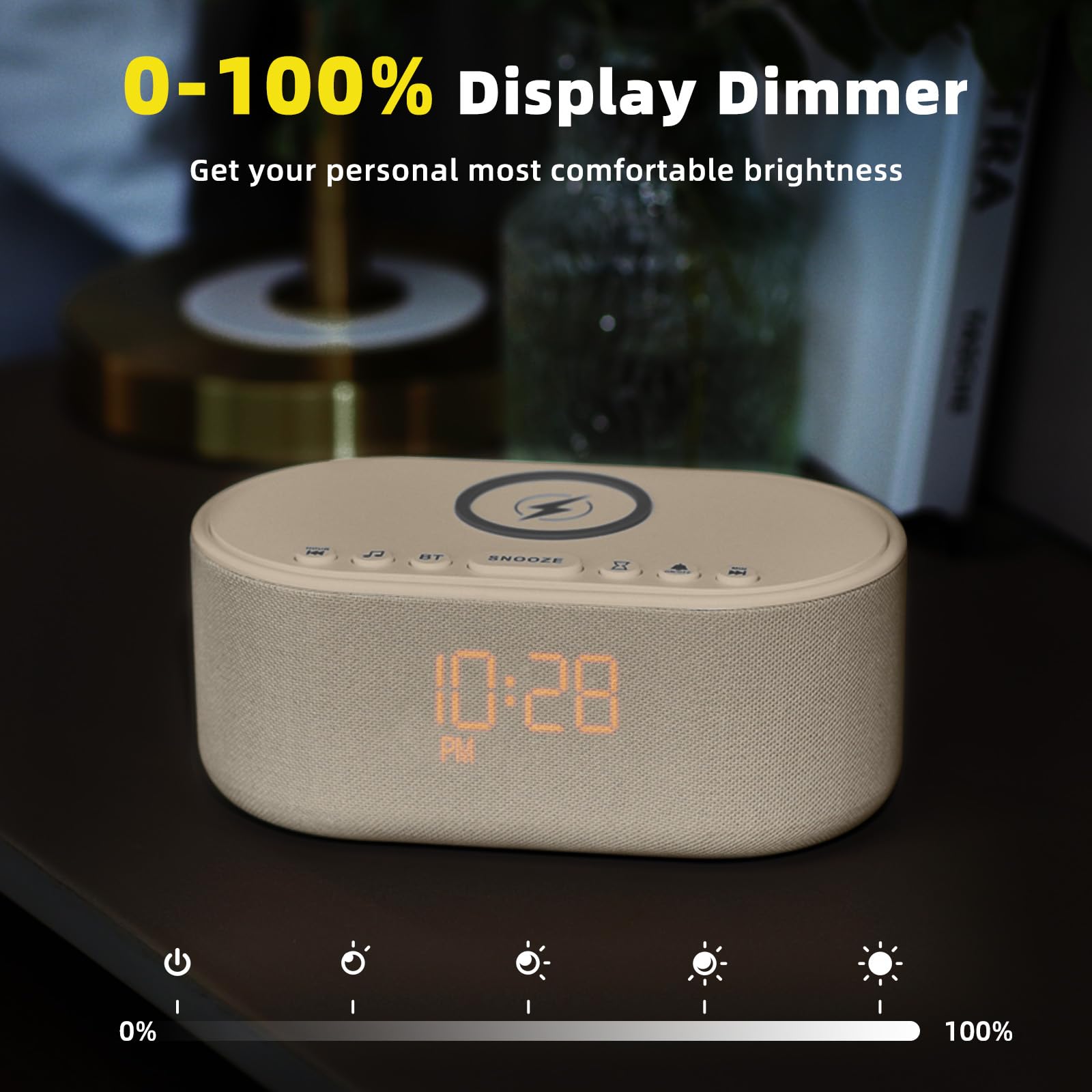 Sound Machine Alarm Clock with Bluetooth & Wireless Charging

