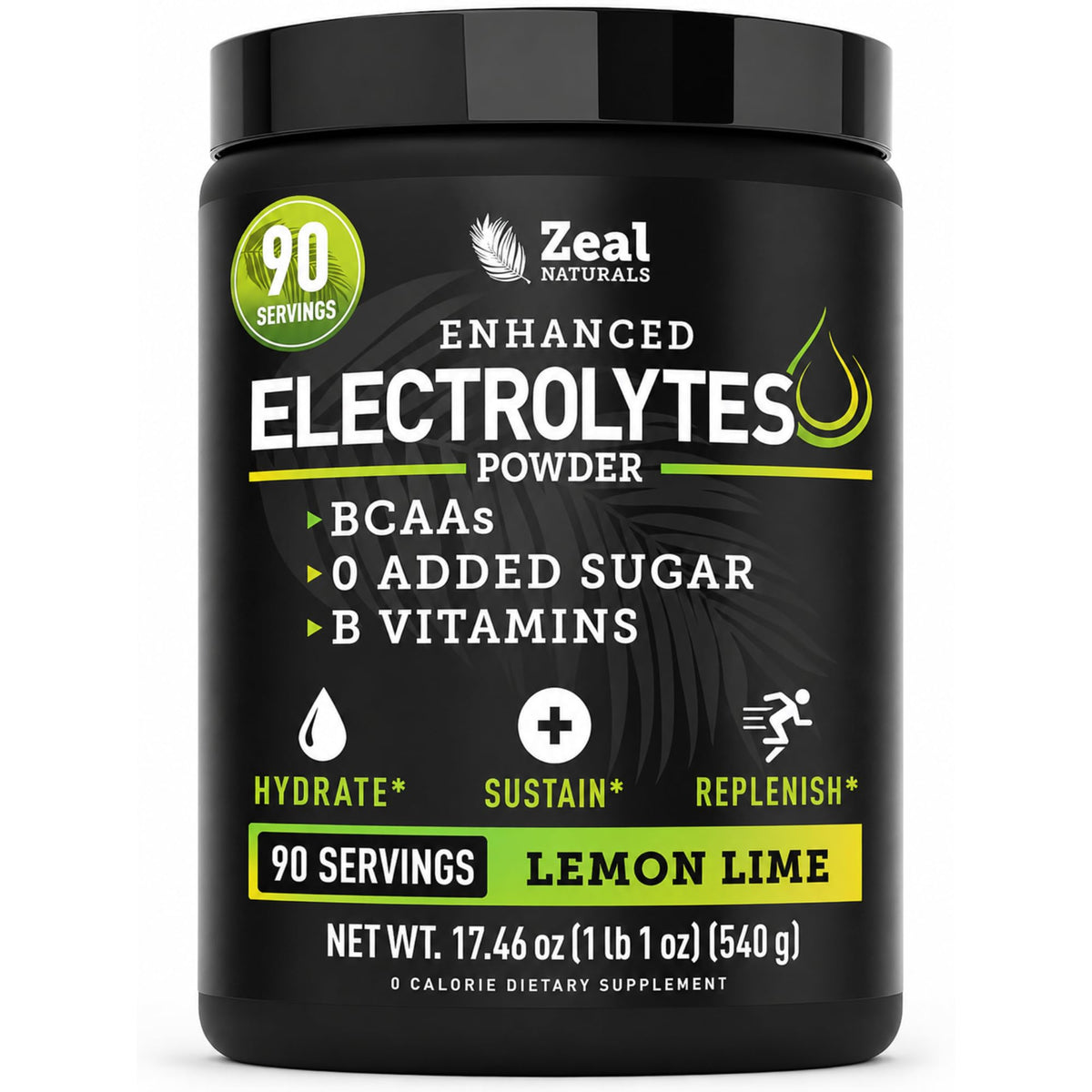 Zeal Electrolyte Powder - 90 Servings - Zero Sugar, BCAAs, B-Vitamins