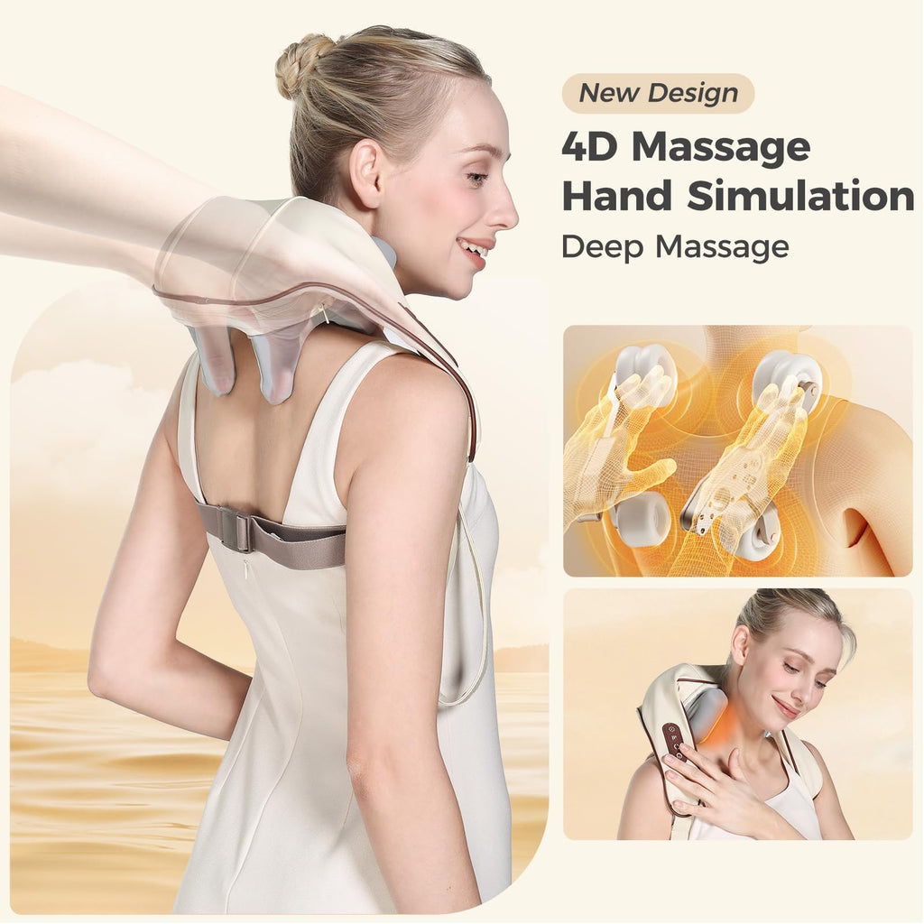 KPPEX 4D Neck Massager Pillow - Cordless Shiatsu Massage

