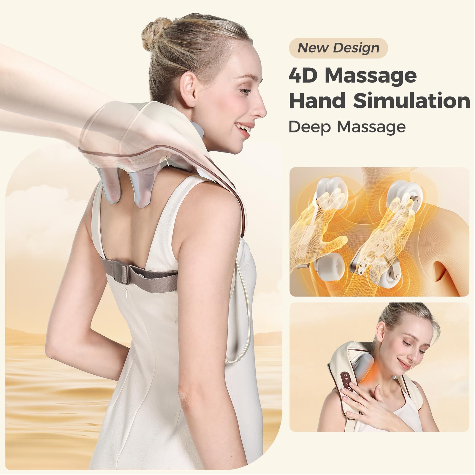 KPPEX 4D Neck Massager Pillow - Cordless Shiatsu Massage

