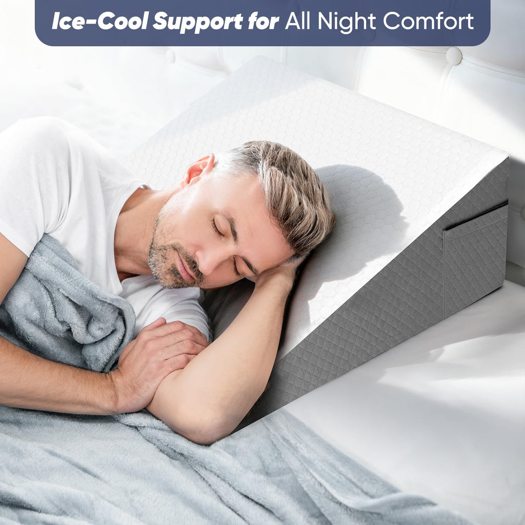 Bed Wedge Pillow with Memory Foam Top for Reading and Sleep

