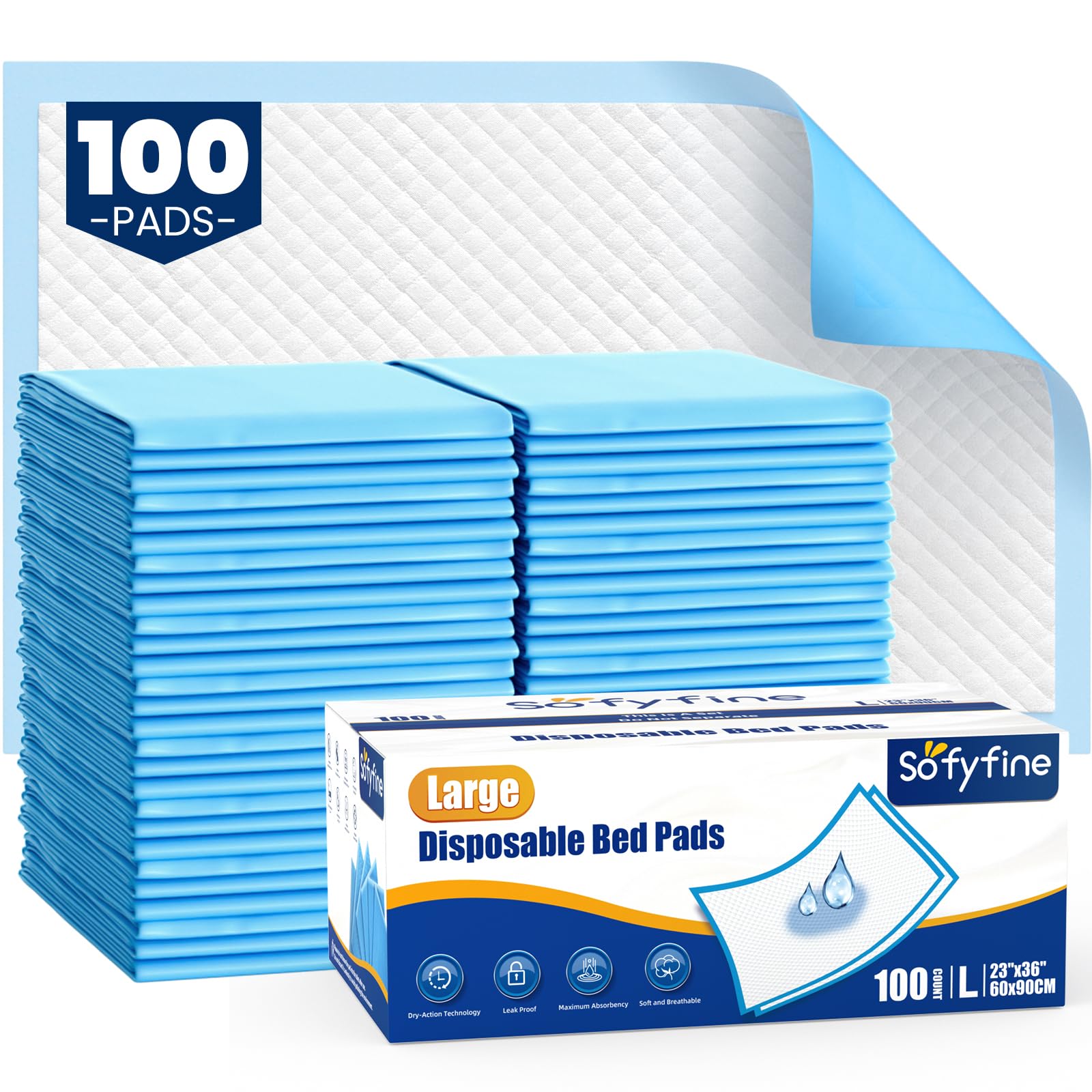 Bed Pads by SOFYFINE - Disposable Waterproof Incontinence

