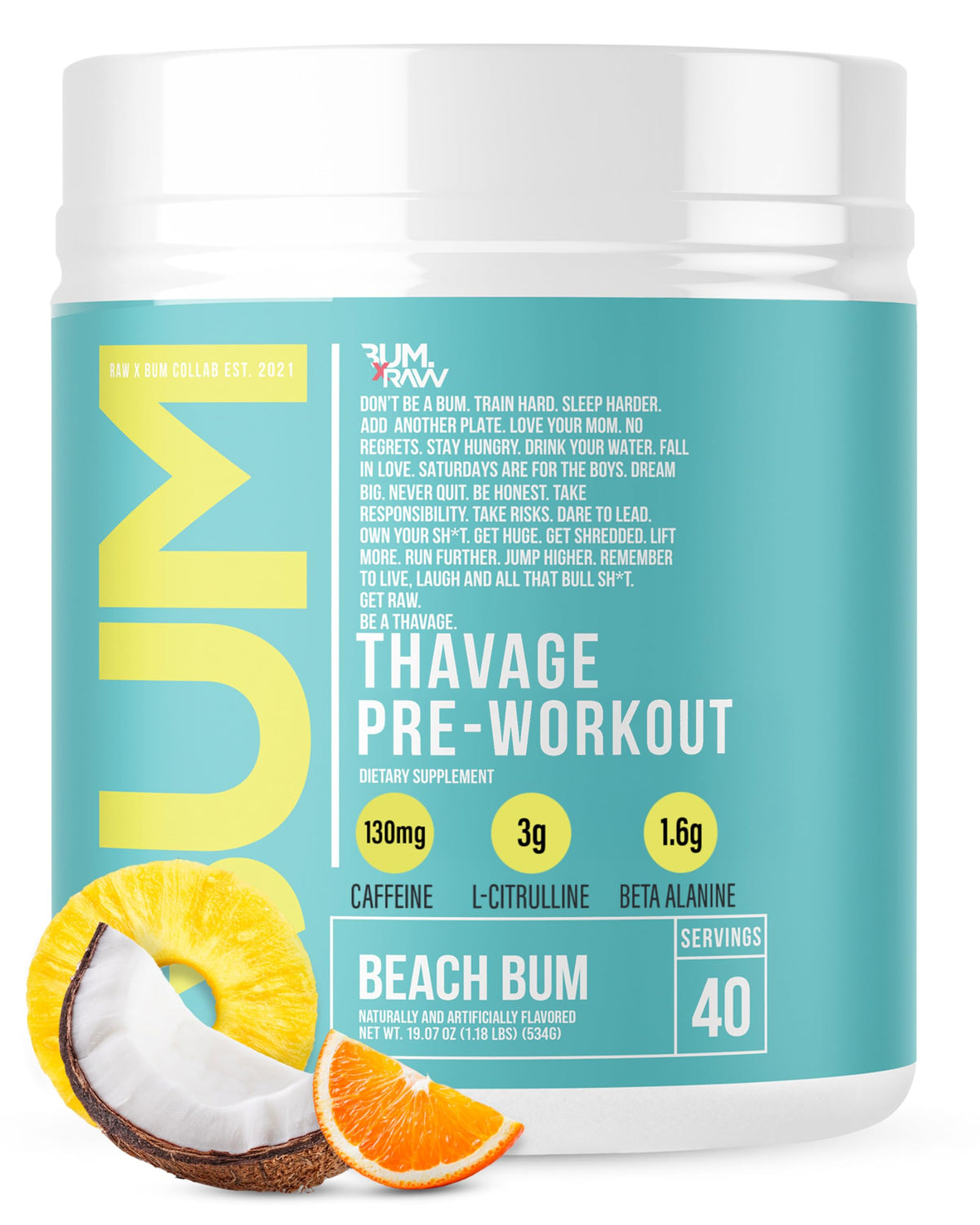 RAW Nutrition Pre-Workout Powder for Energy & Focus

