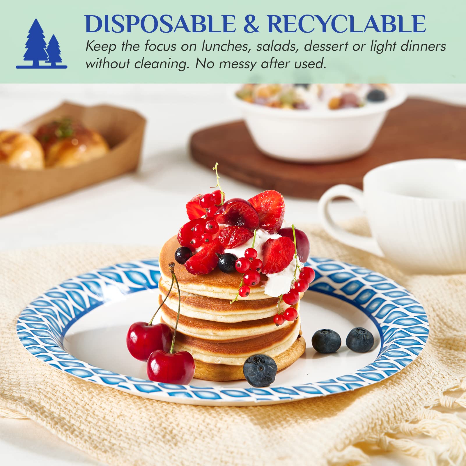 MUCHII 8.375 Inch Disposable Paper Plates - Soak-Proof

