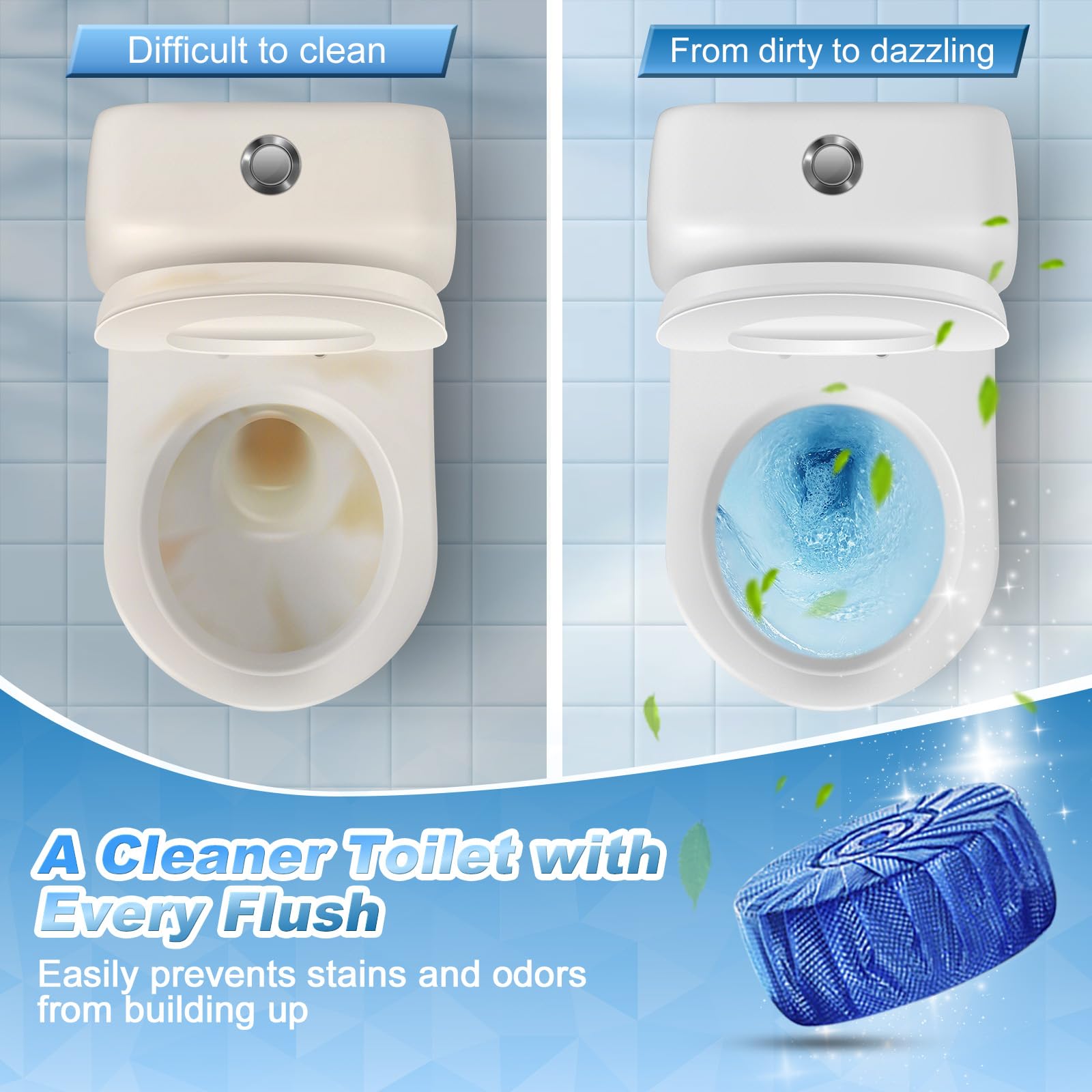 KIISIISO Automatic Toilet Bowl Cleaner Tablets - Drop-In


