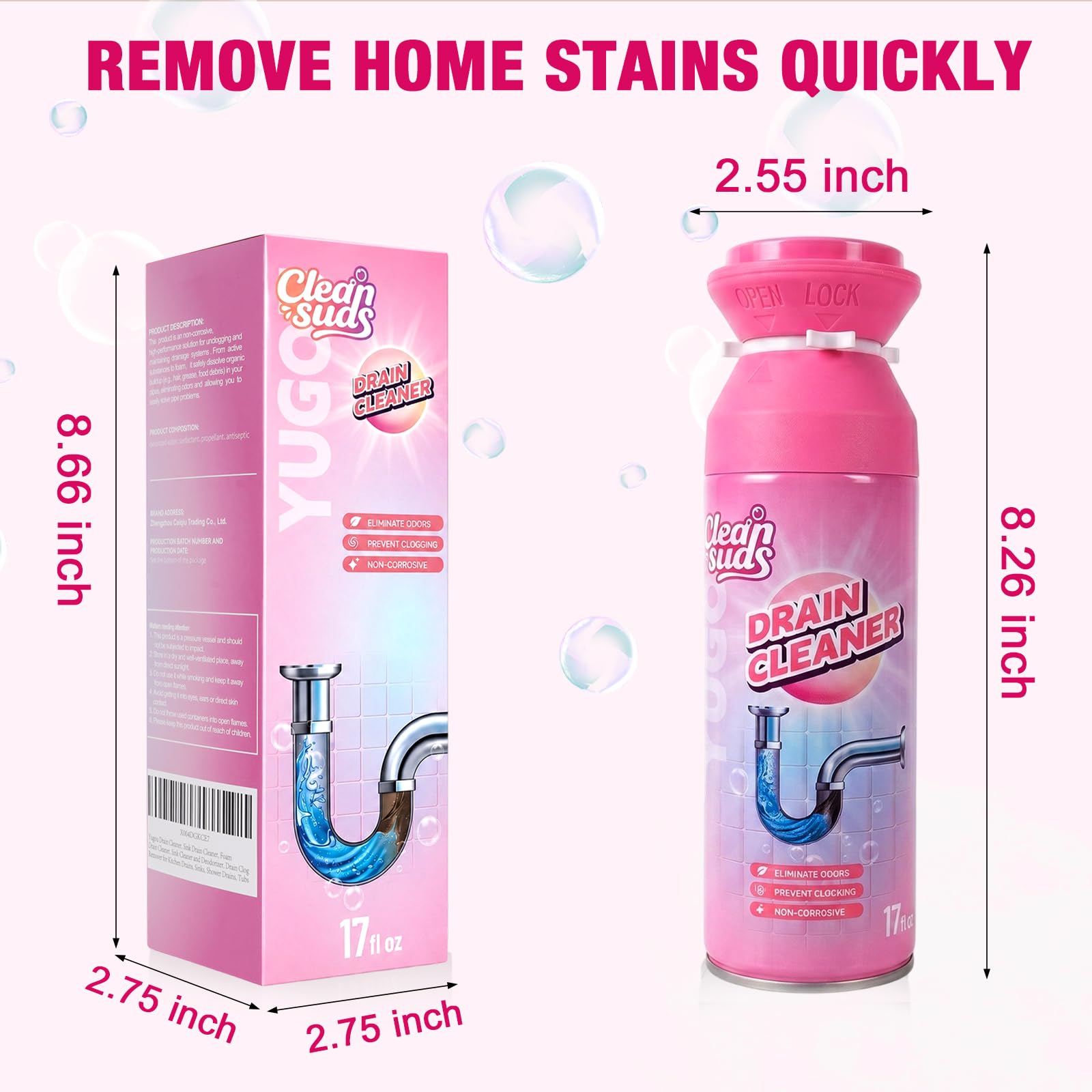 Yugou Foaming Sink Drain Cleaner & Deodorizer

