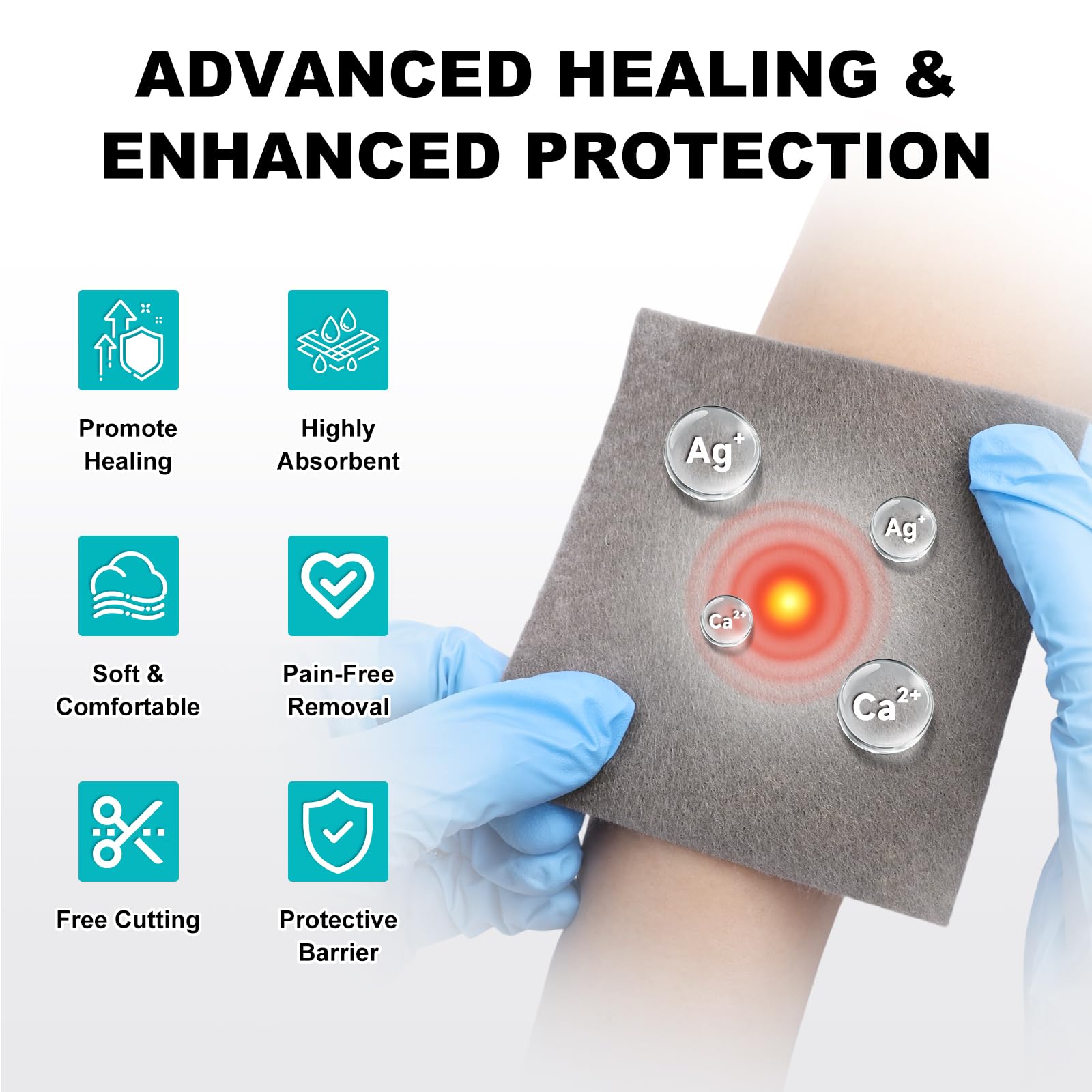 Ag Silver Calcium Alginate Wound Dressing 4x4 - Nonstick


