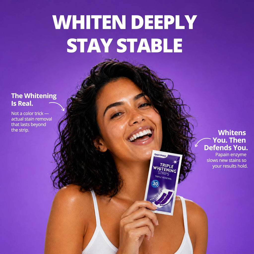 SAKYPRORAL Purple Teeth Whitening Strips - Enamel Safe

