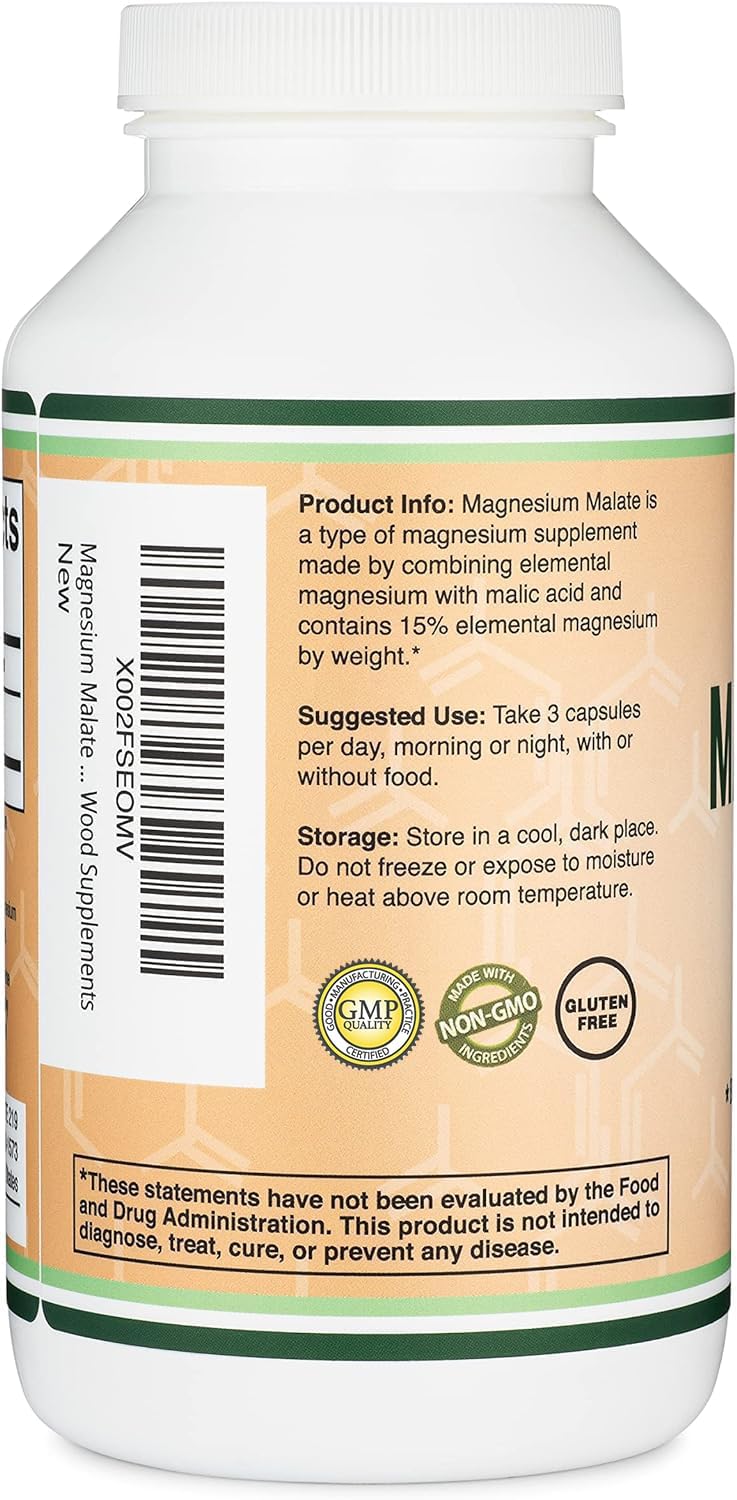 Double Wood Supplements Magnesium Malate Capsules - 1500 mg

