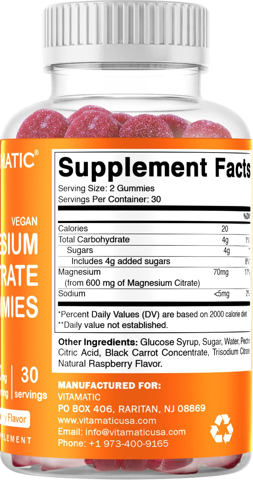 Vitamatic Magnesium Gummies 600 mg – Vegan Raspberry


