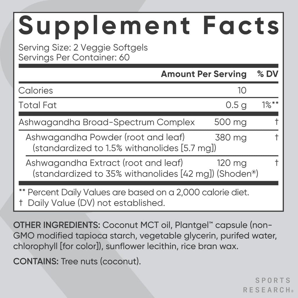 Ashwagandha Softgels with Coconut MCT Oil

