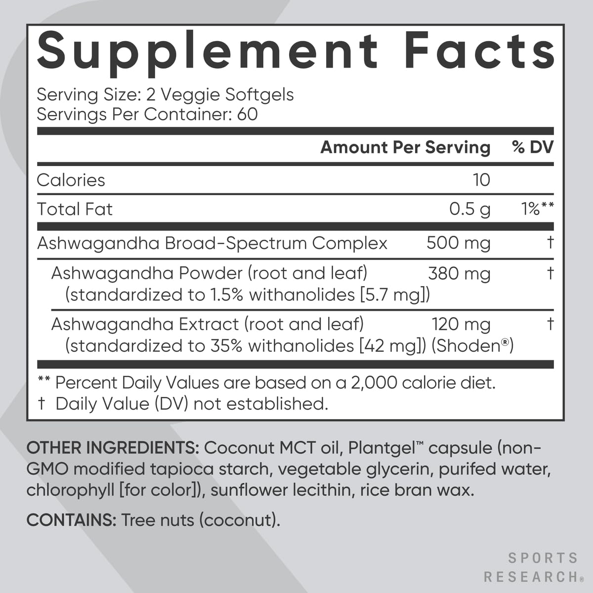 Ashwagandha Softgels with Coconut MCT Oil

