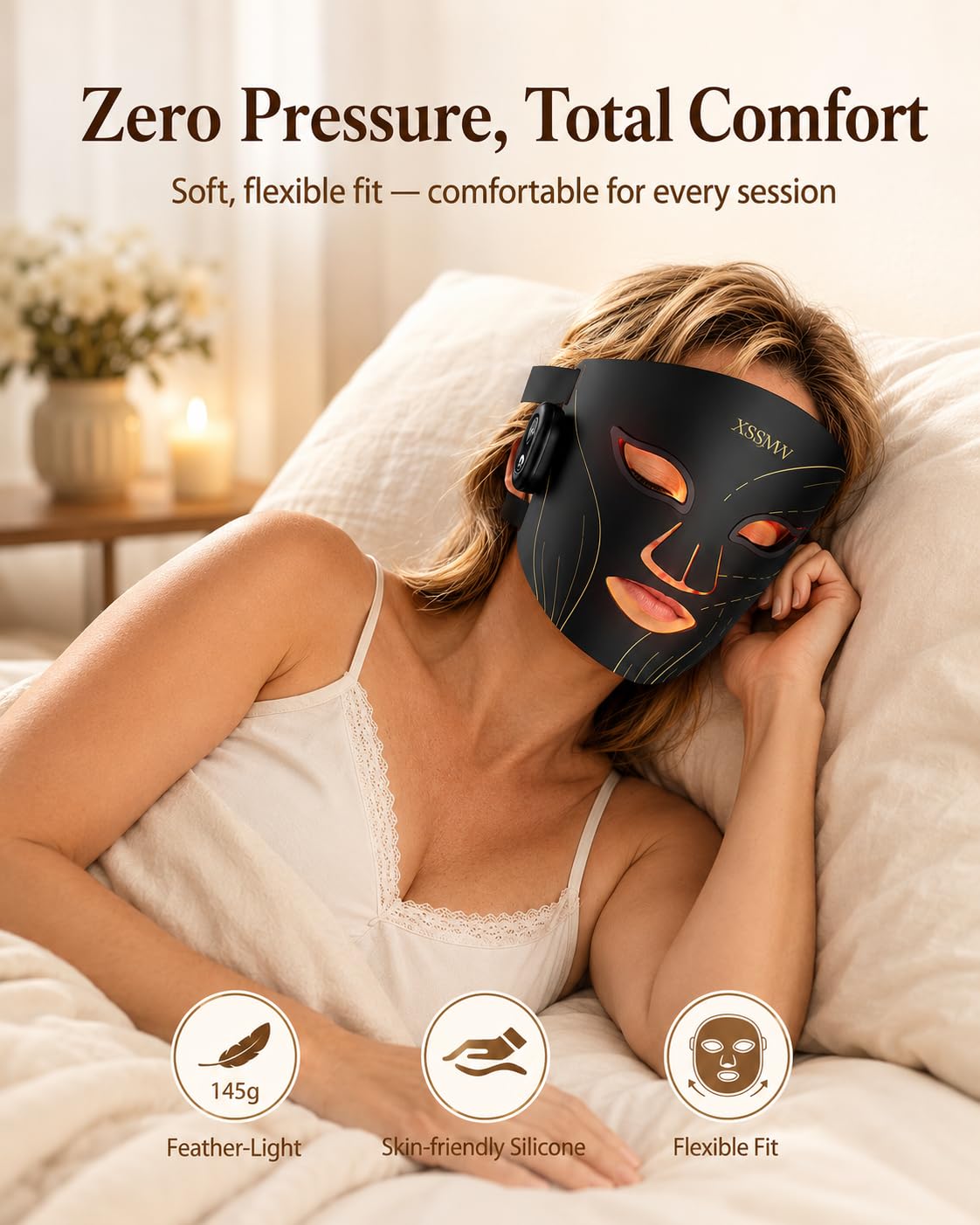 Cordless LED Face Mask for Light Therapy - 4 Wavelengths

