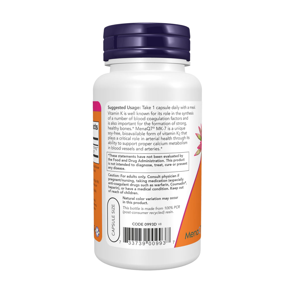 NOW Foods MK-7 Vitamin K-2 Supplement for Arteries & Bones

