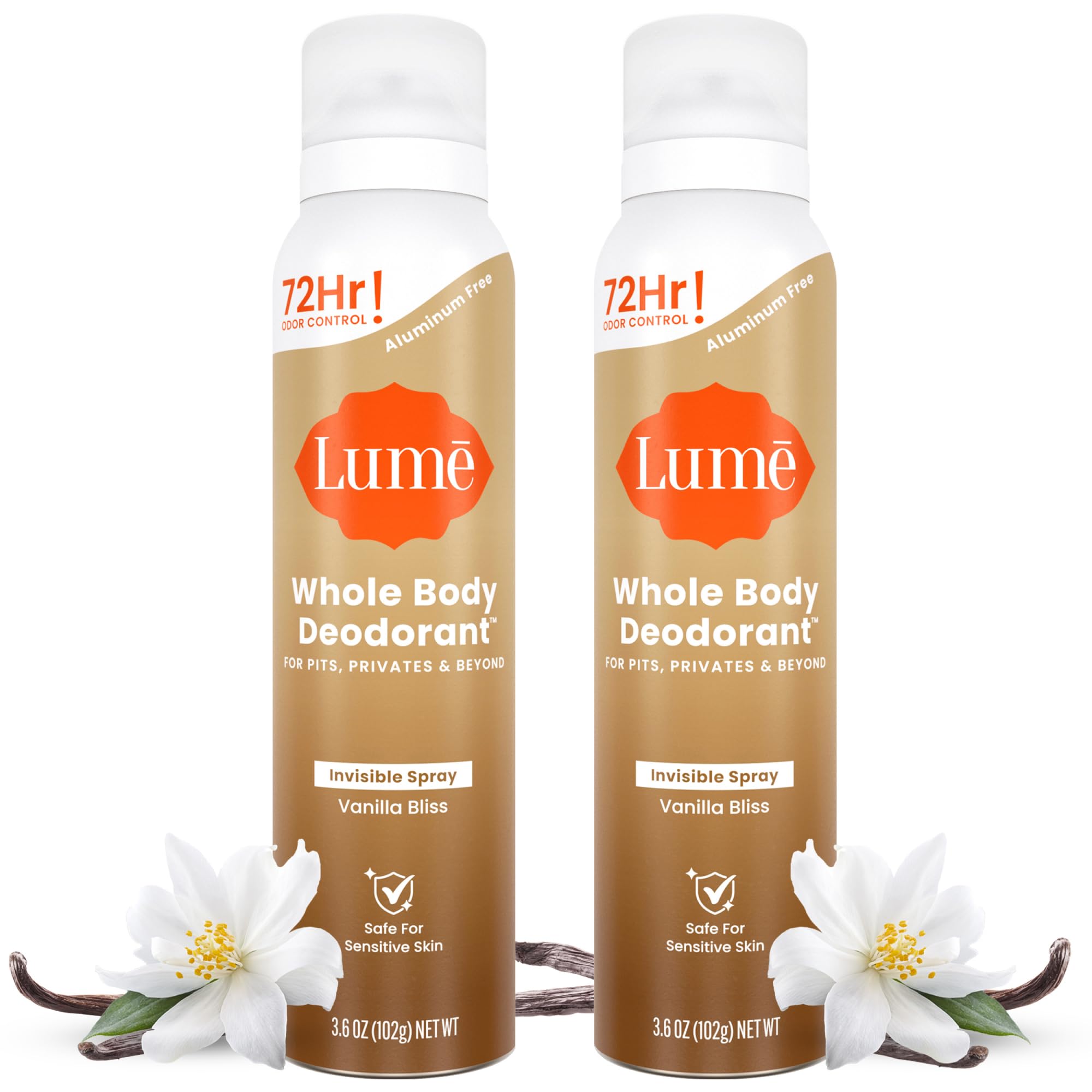 Lume Whole Body Deodorant Spray for Women – 72 Hr Odor Control – Aluminum & Baking Soda Free