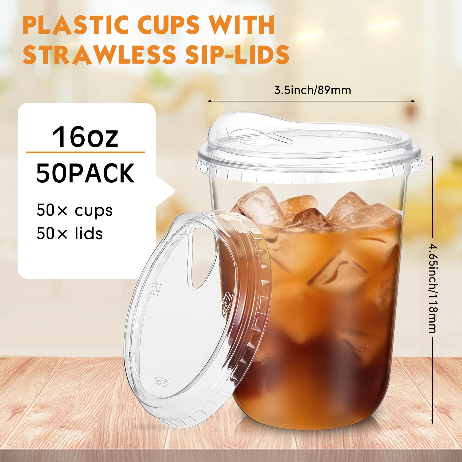 Baderke Disposable Cups with Sip Lids - Round Bottom

