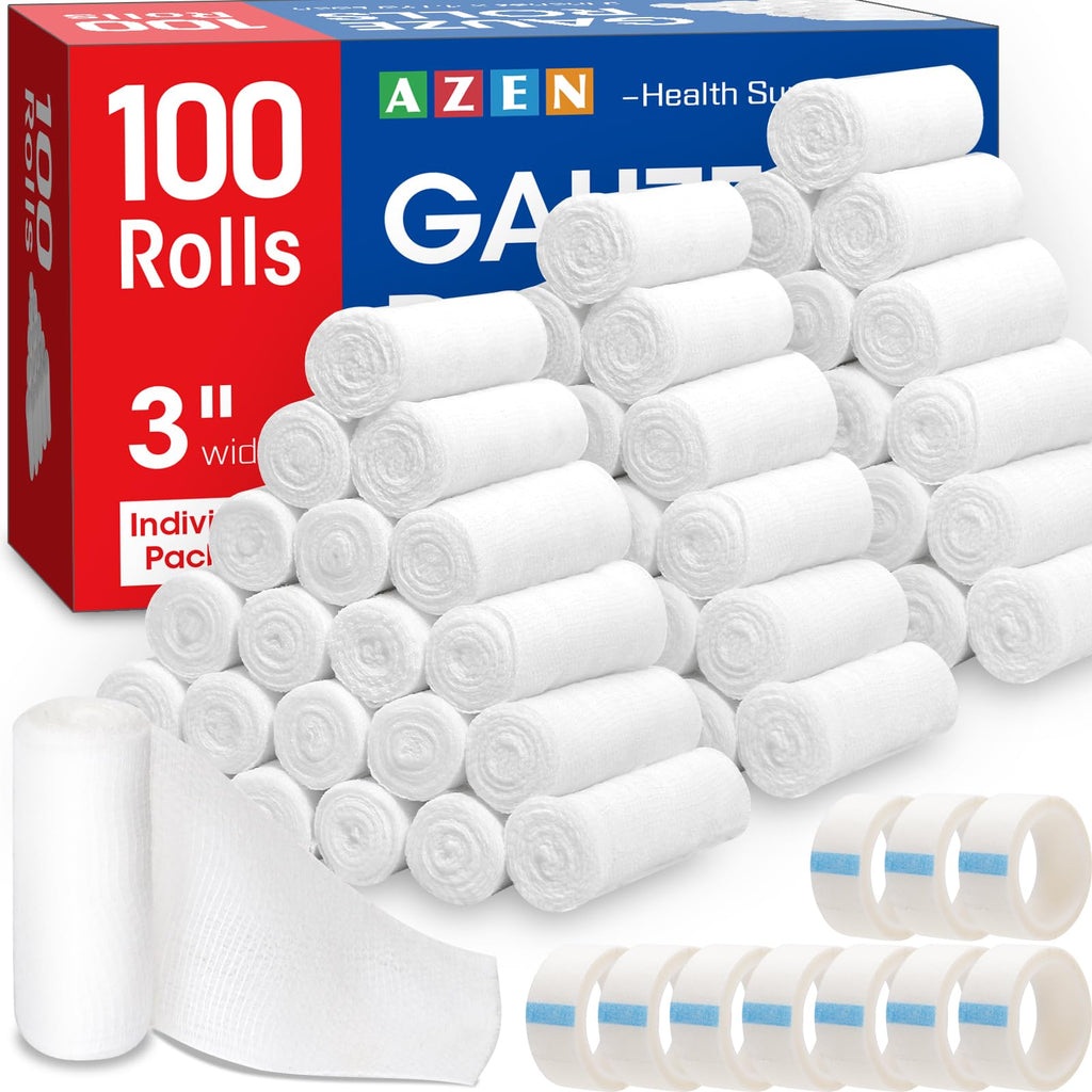 AZEN Gauze Roll Bandages for Wound Care - Non-Stick

