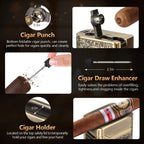 Quad Jet Flame Torch Lighter with Cutter and Punch

