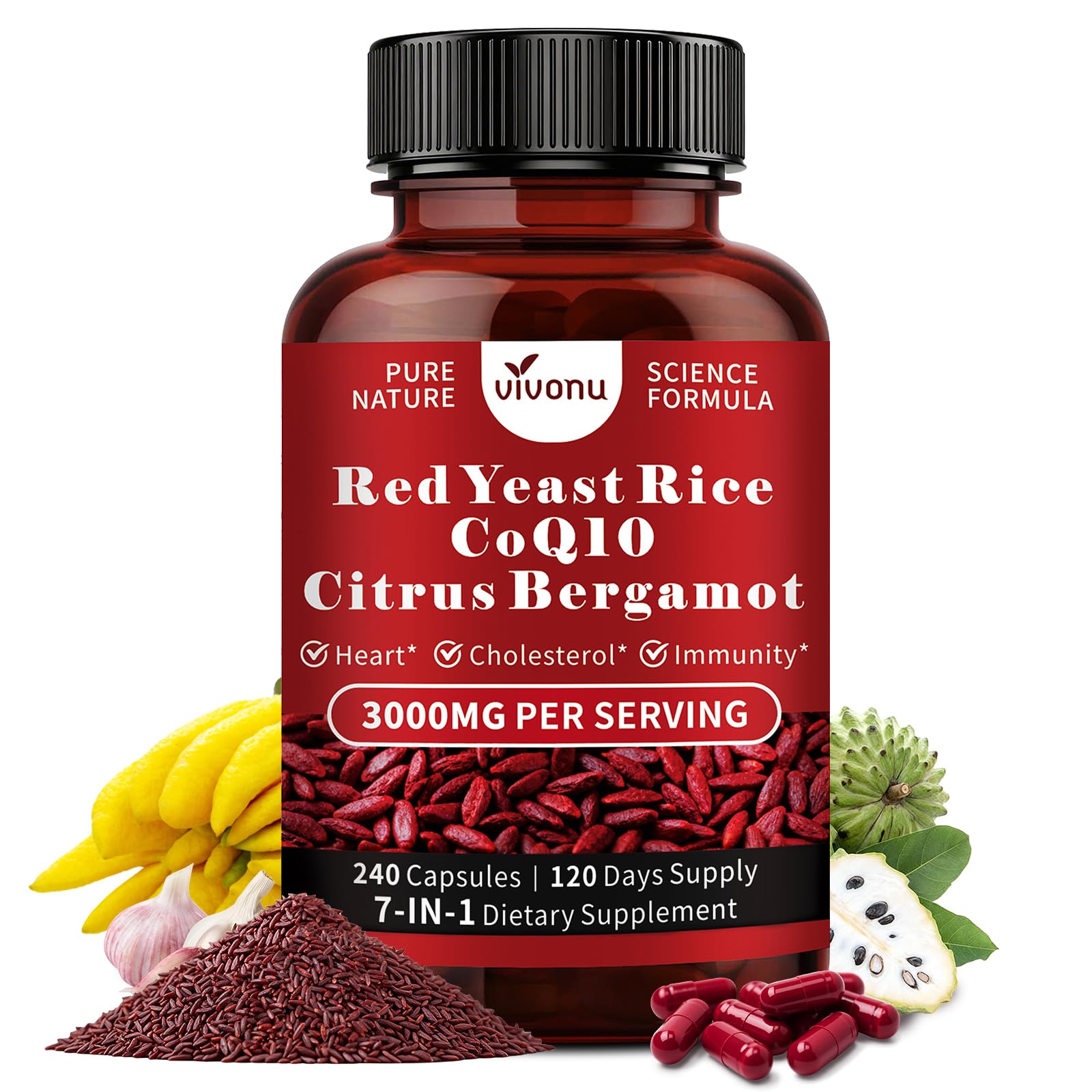 VivoNu Red Yeast Rice with CoQ10 and Citrus Bergamot

