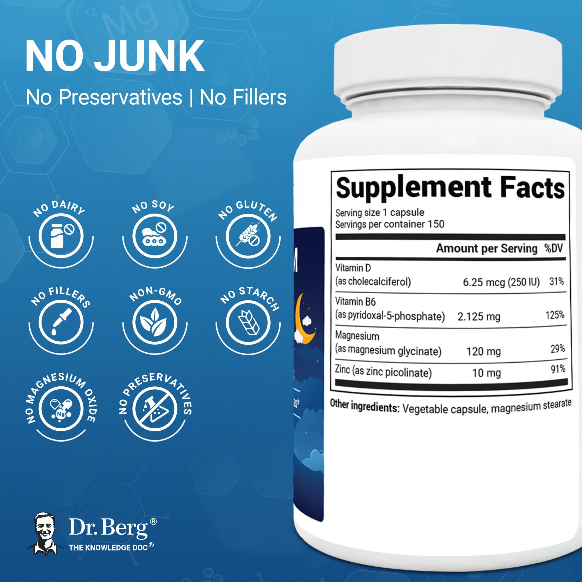 Dr. Berg Magnesium Glycinate with D3, B6 & Zinc | Sleep

