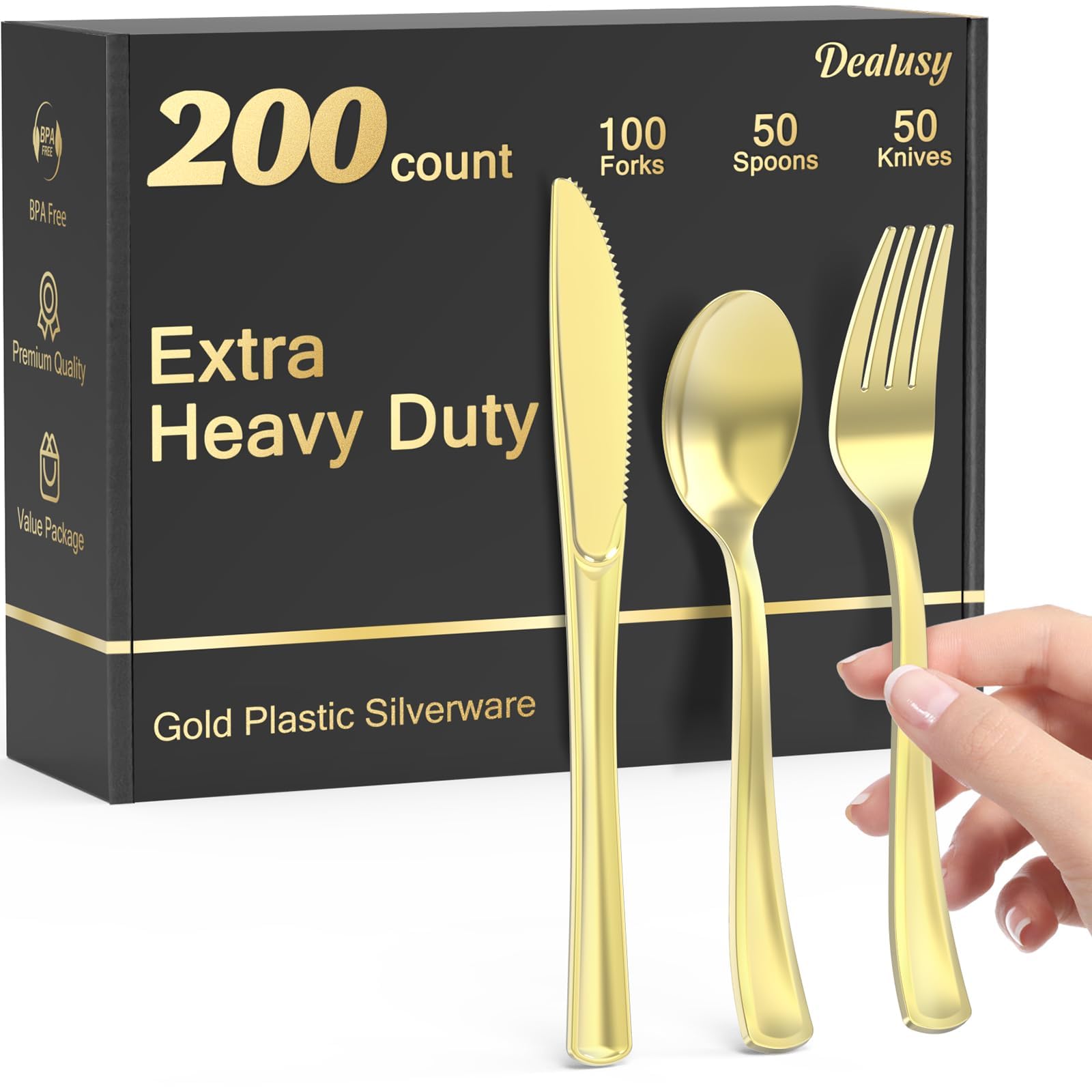 Dealusy Heavy Duty Disposable Plastic Utensils Set

