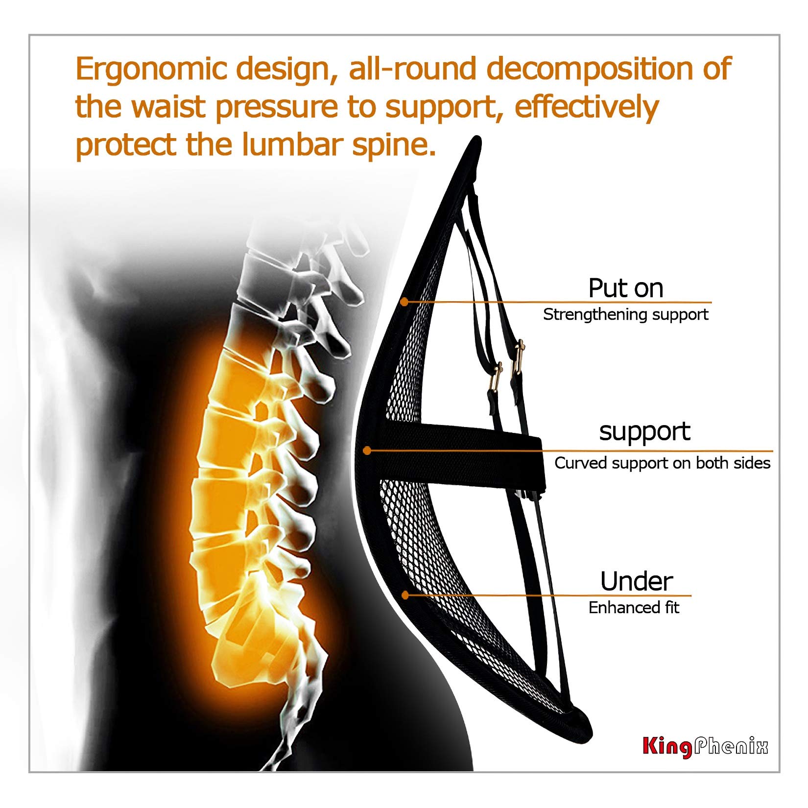 kingphenix Lumbar Support Cushion for Car and Office

