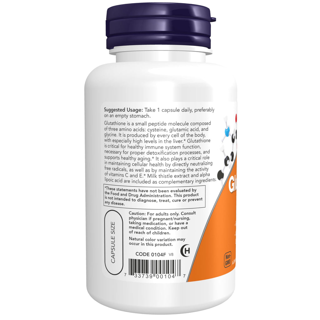 NOW Foods Glutathione 500 mg with Milk Thistle & ALA | Vegan

