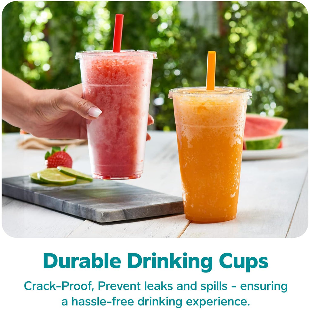 GUSTO Disposable Clear Cups with Flat Lids

