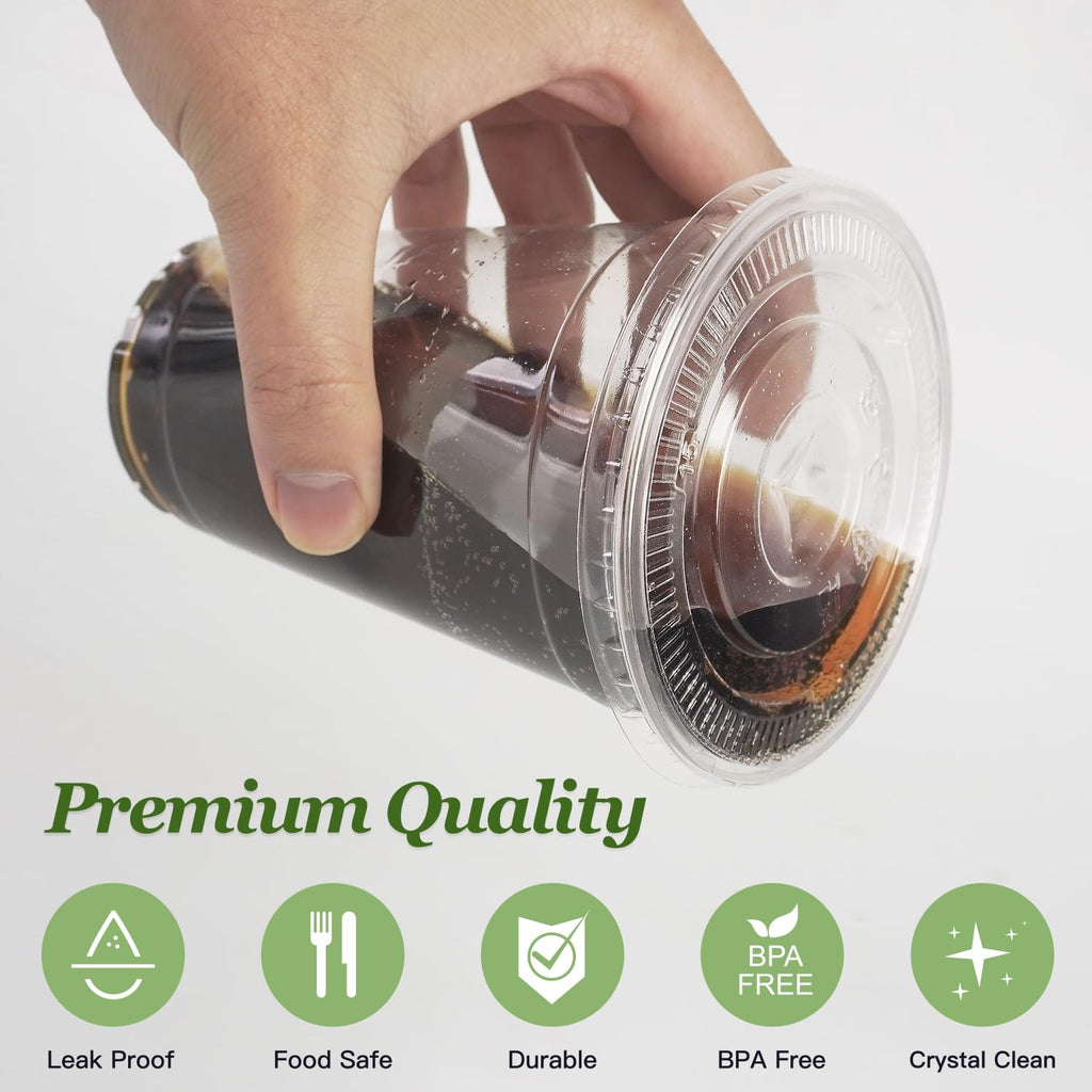 Charmount Clear Plastic Cups with Lids & Straws | To-Go Cups

