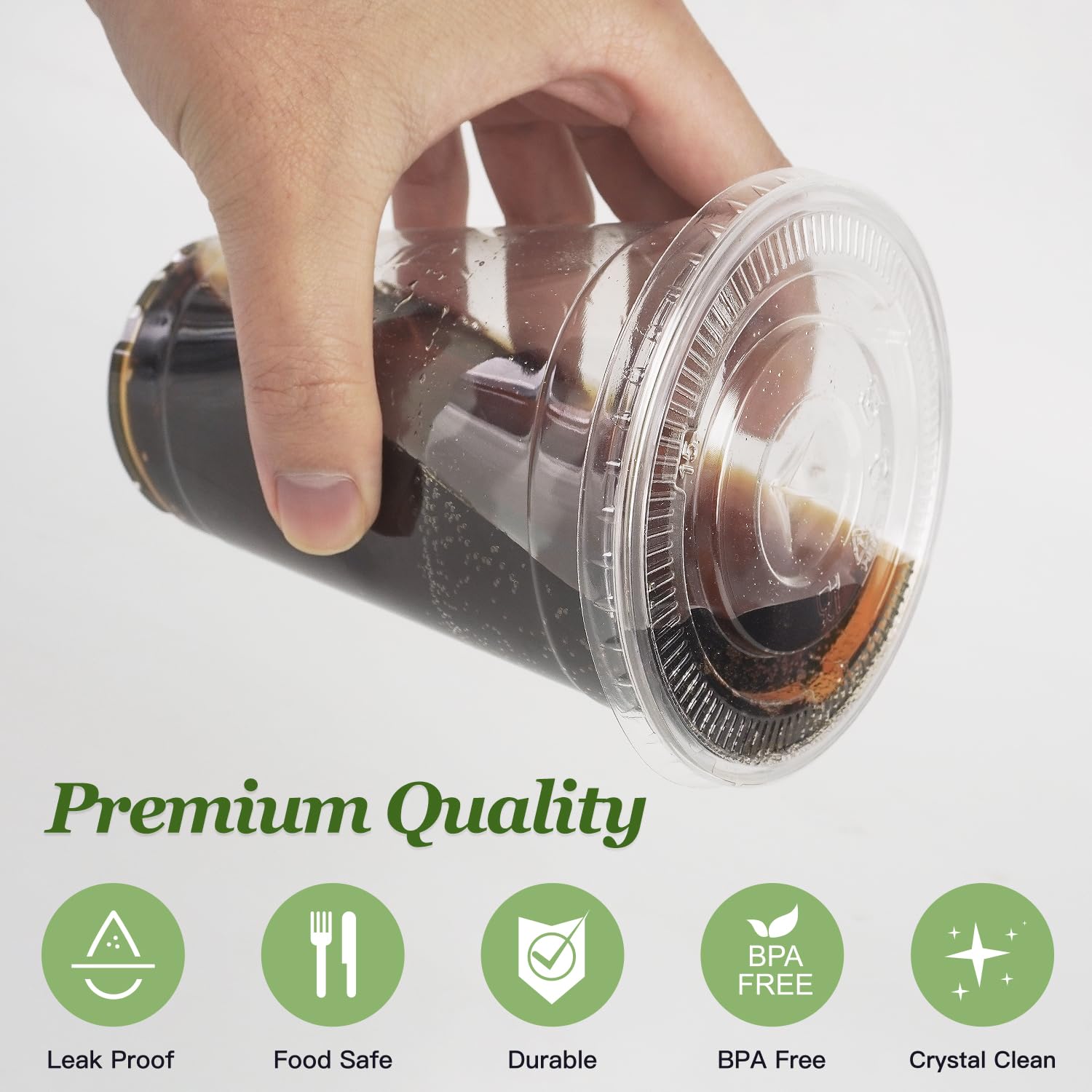 Charmount Clear Plastic Cups with Lids & Straws | To-Go Cups


