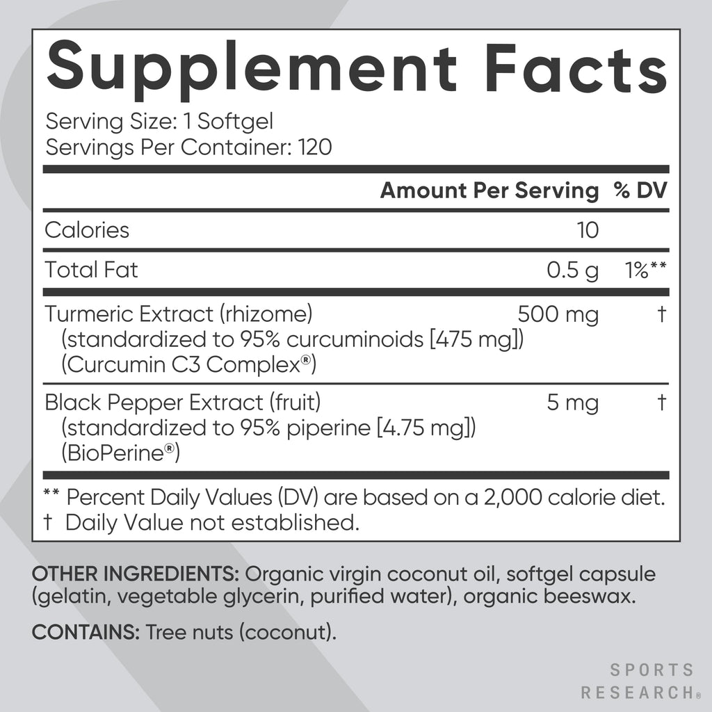 Sports Research Turmeric Curcumin C3 Complex with BioPerine

