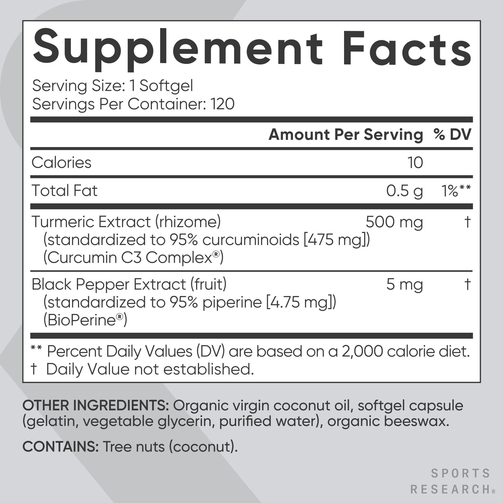 Sports Research Turmeric Curcumin C3 Complex with BioPerine

