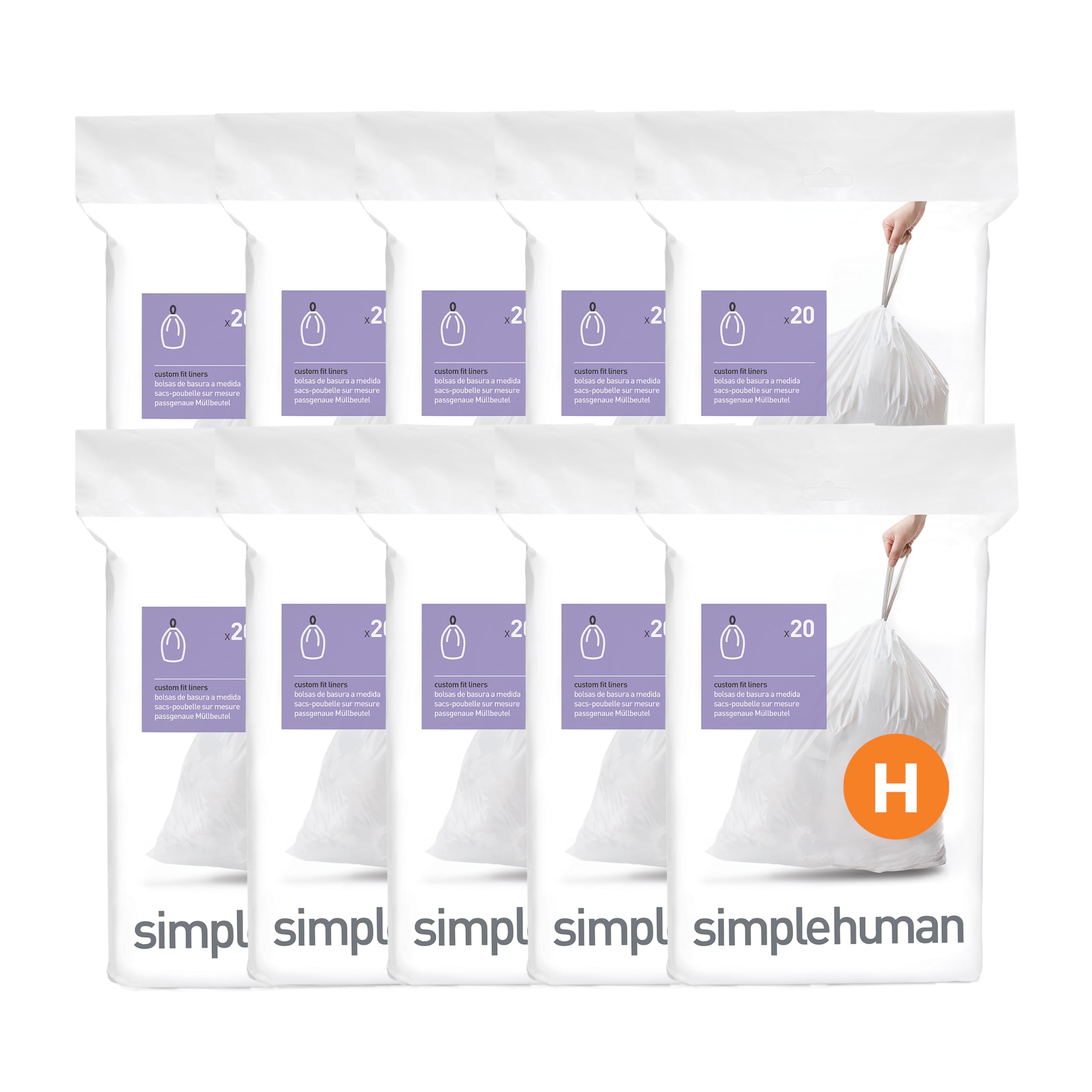 Trash Liners by simplehuman Code H | Custom Fit

