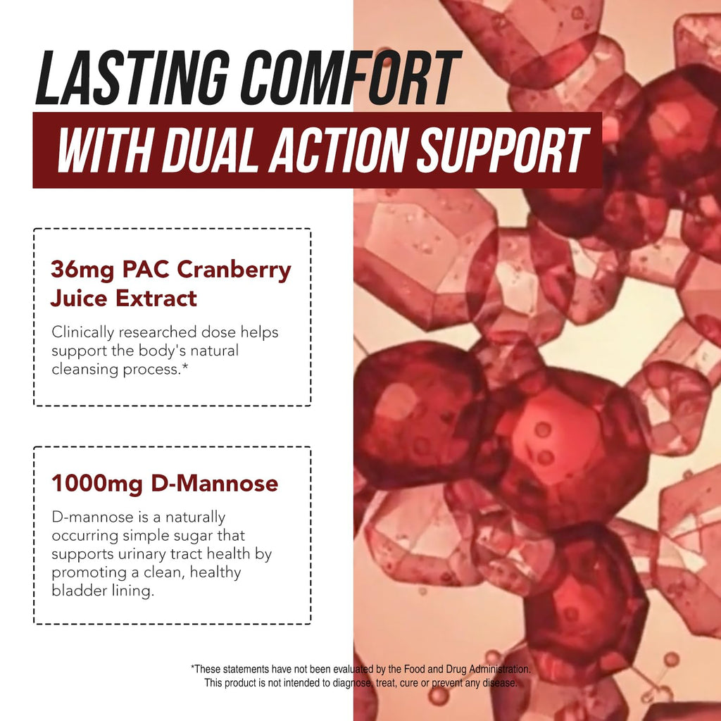 CranEaze Cranberry D-Mannose Urinary Tract Health Supplement

