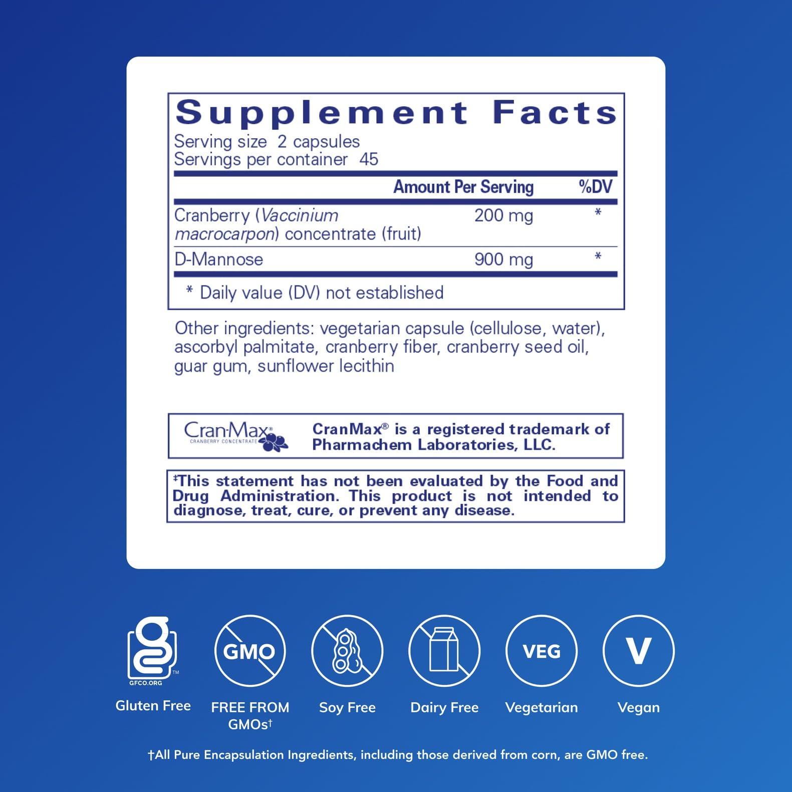Pure Encapsulations Cranberry D-Mannose Urinary Tract Health

