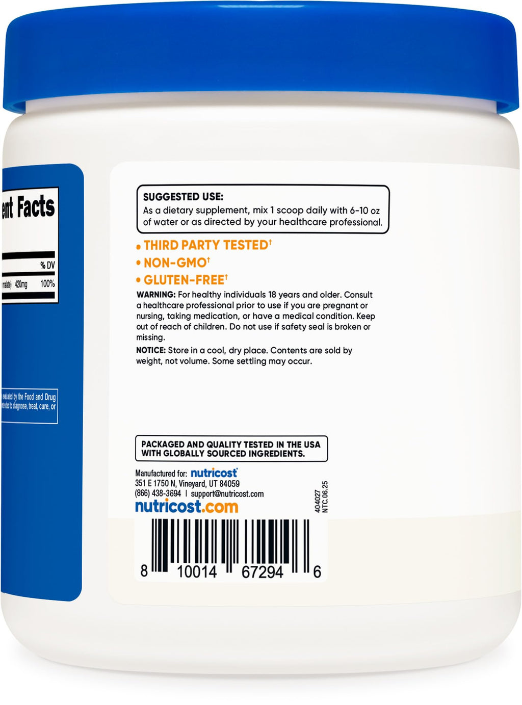Nutricost Magnesium Malate Powder – Non-GMO

