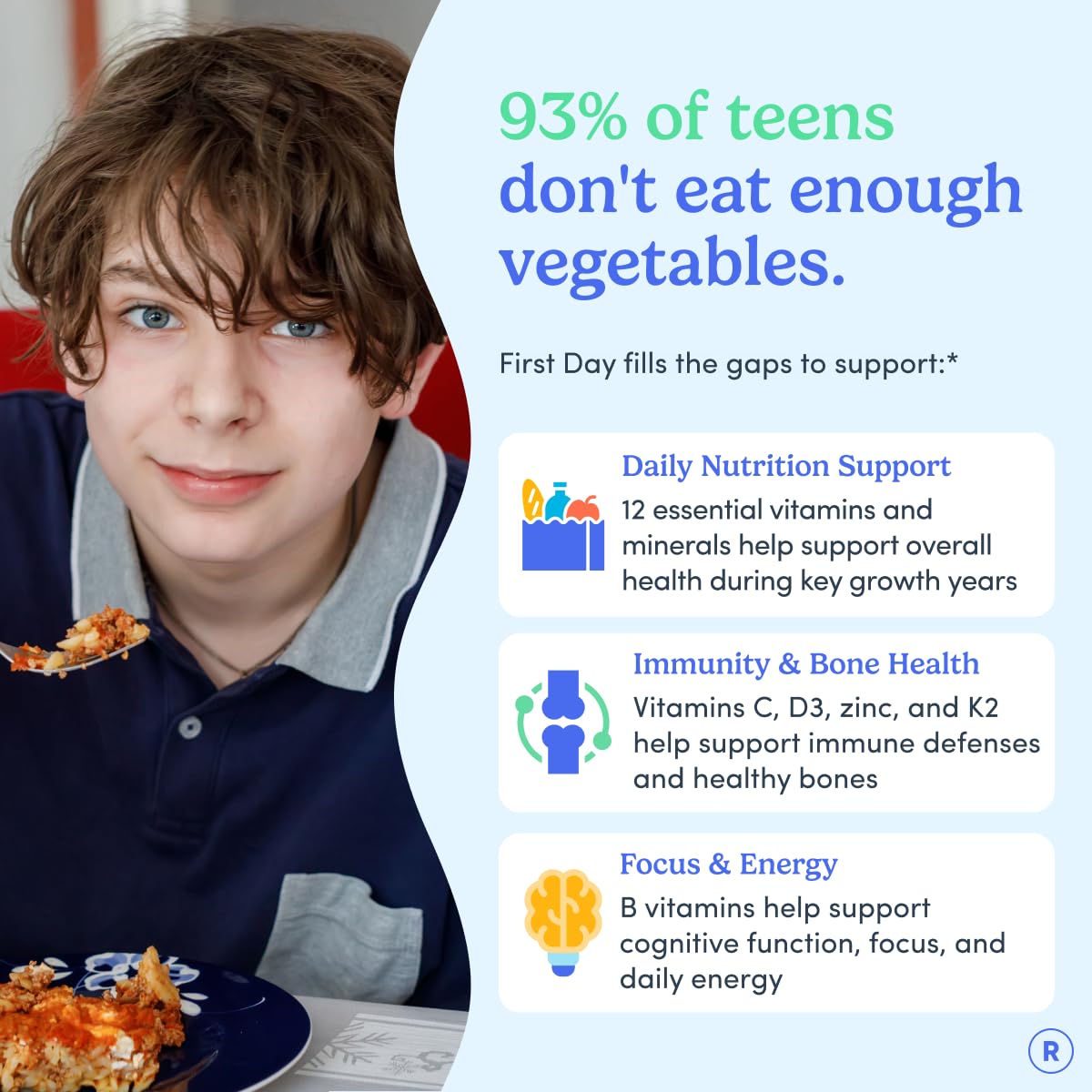 First Day Teen Multivitamin Gummies - Organic Fruit & Veggie

