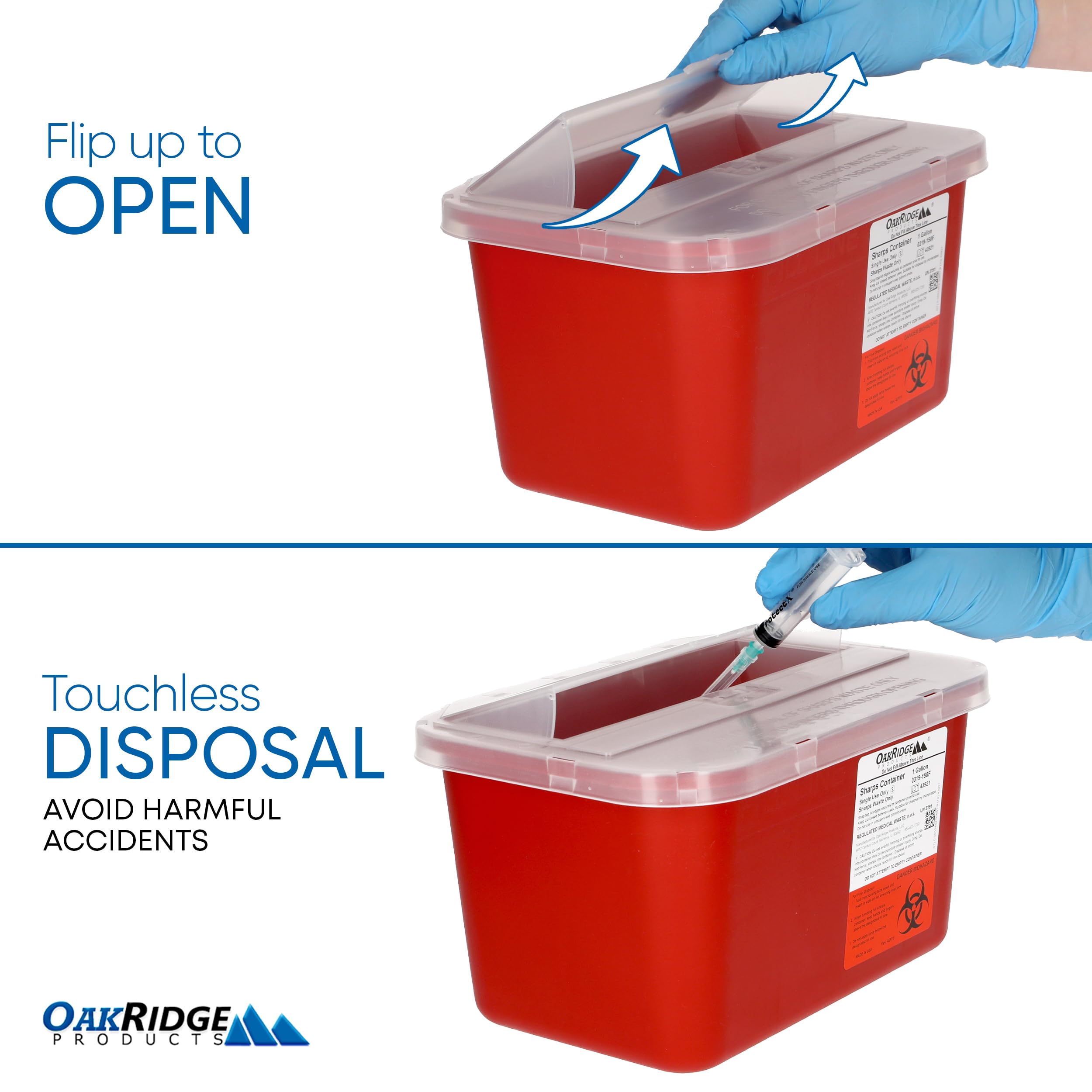 OakRidge Sharps Container with Pop-Up Lid CDC Approved

