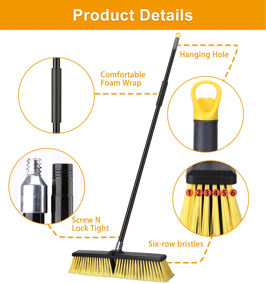 Push Broom KeFanta Heavy Duty Long Handle

