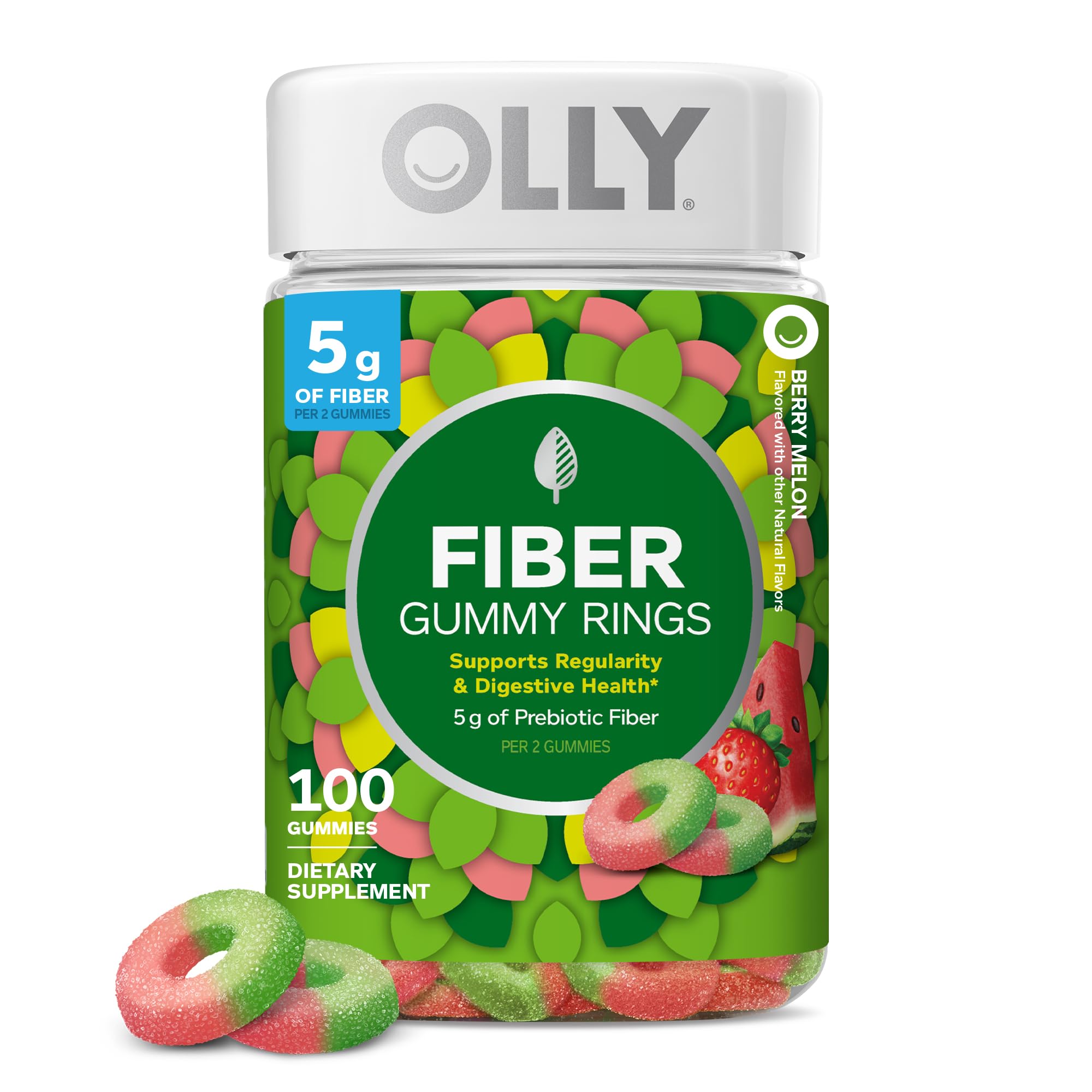OLLY Fiber Gummy Rings Prebiotic Digestive Health Strawberry

