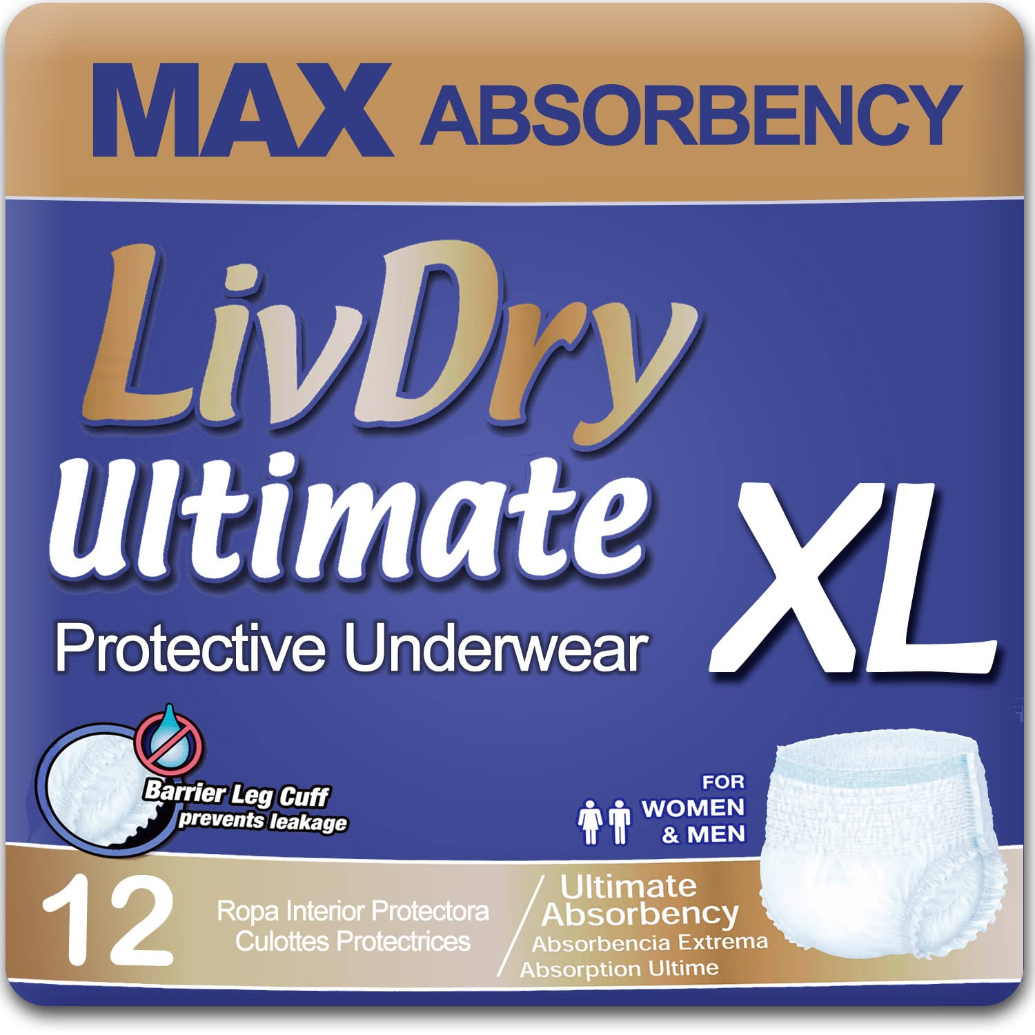 LivDry Ultimate Adult Incontinence Underwear - Max Absorbent