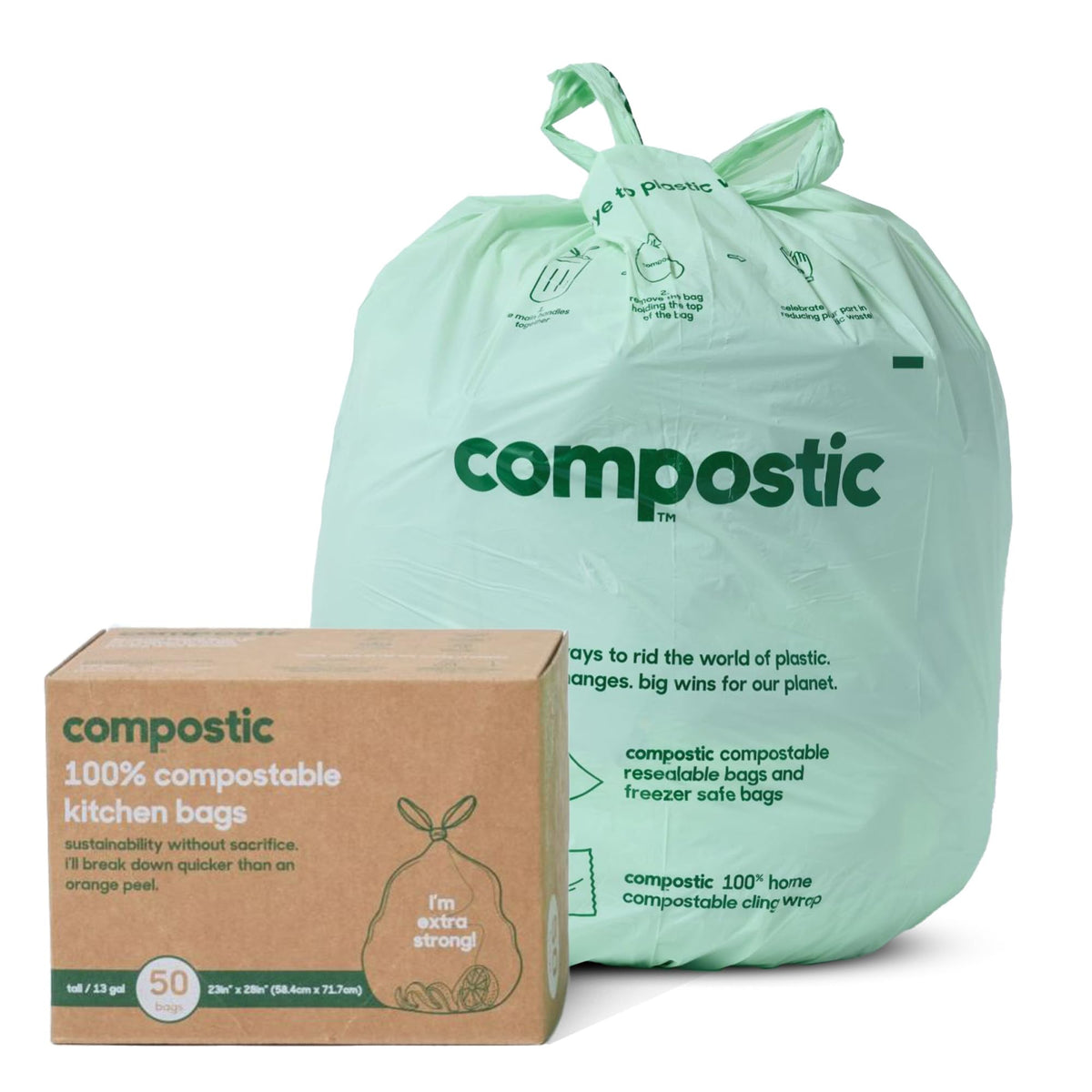 Compostic Compostable Trash Bags Extra Strong Plant-Based

