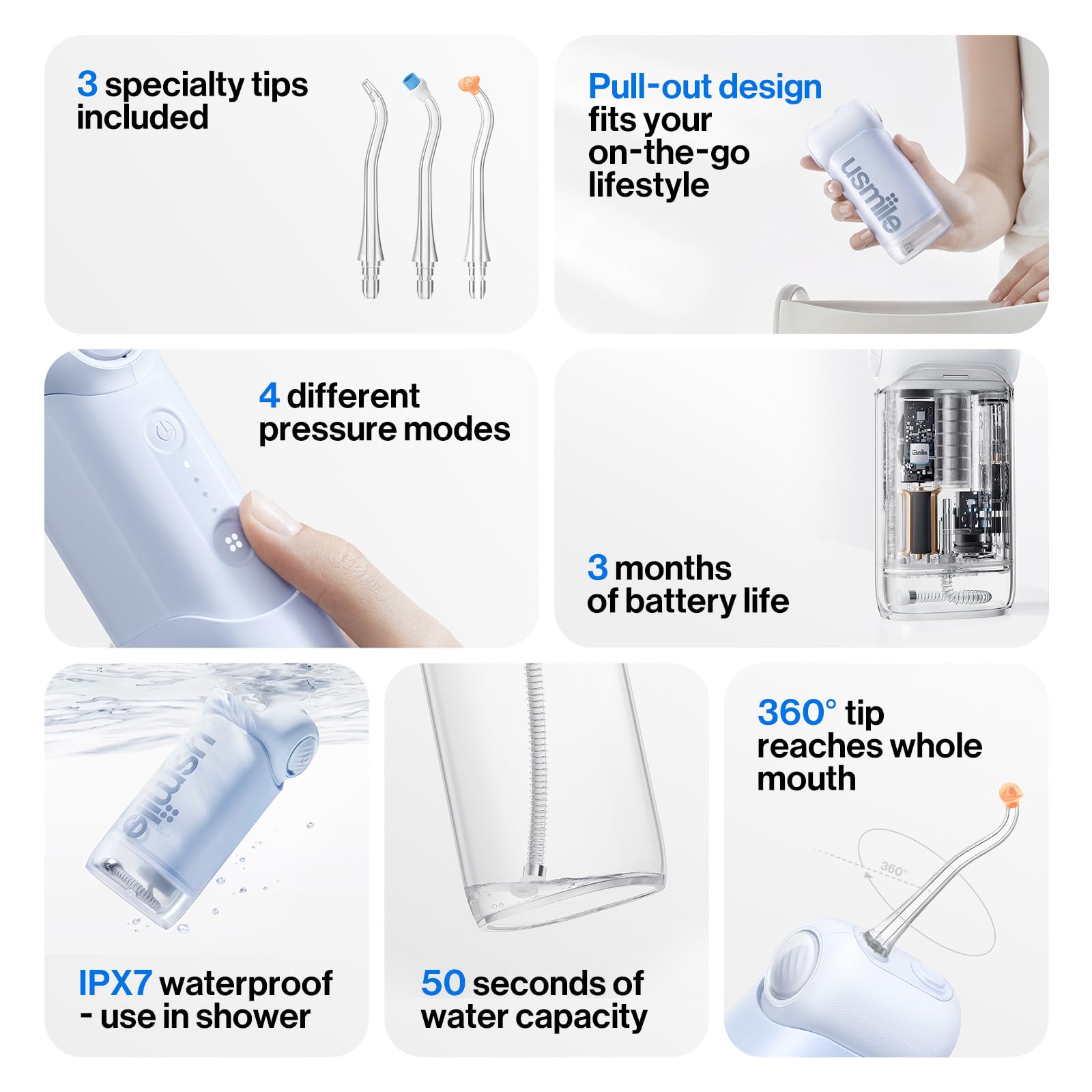 usmile C10 Portable Water Flosser for Travel - 4 Modes

