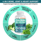 Calcium Supplement 4-in-1 with D3 K2 | Vegan Gluten-Free

