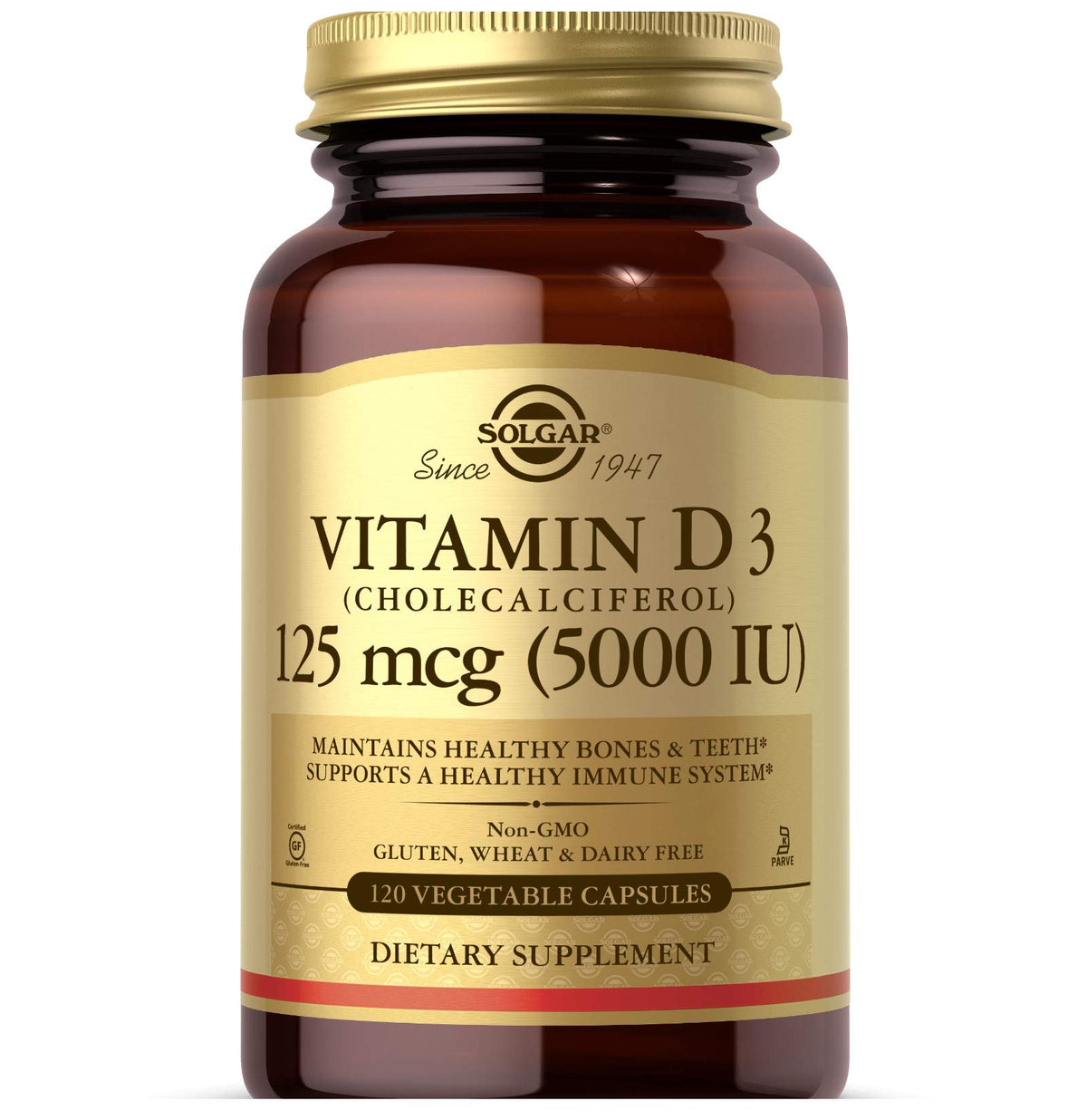 Solgar Vitamin D3 125 mcg (5000 IU) Immune & Bone Support